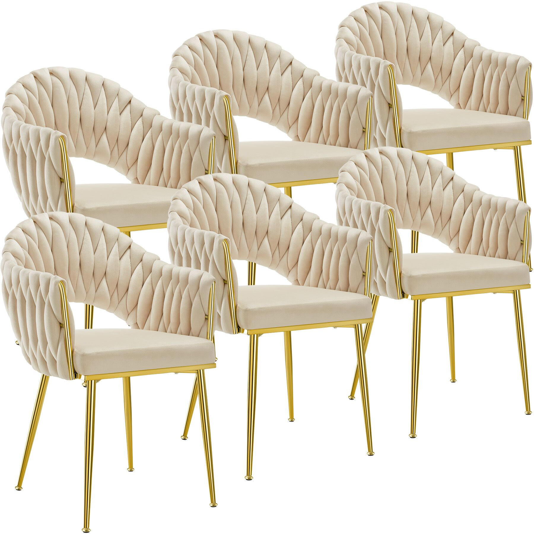 tectake Esszimmerstuhl Sand, Gold 55x84x57 cm