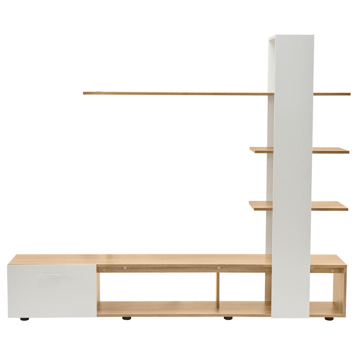 TV-WOHNWAND in Weiß und Holzoptik mit Tür 180/33.5/151.5 cm - Weiß, Holzwerkstoff (180/151.5/33.5cm) - Redom