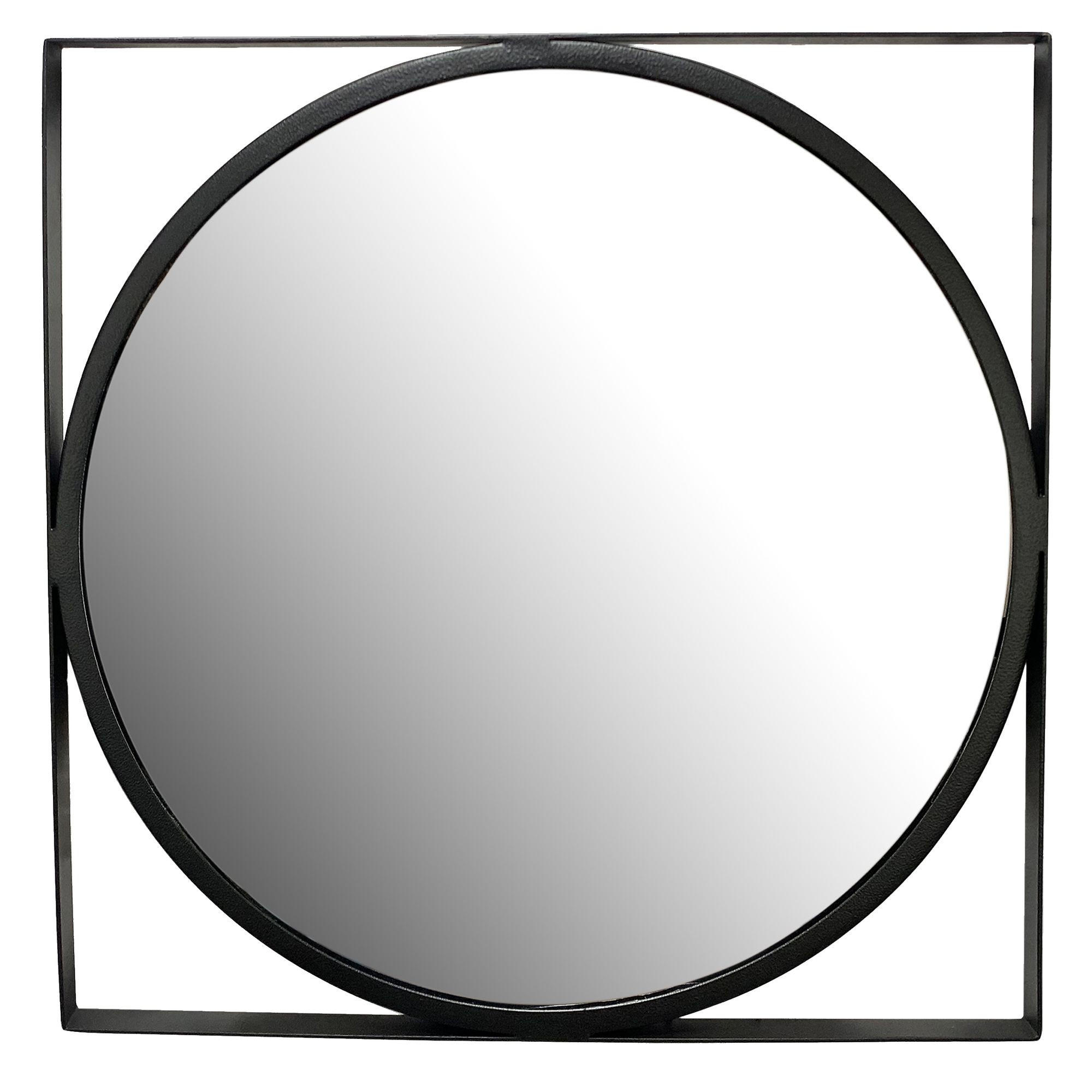 WANDSPIEGEL Rund Metall Schwarz 54x54 cm Quadratischer Rahmen - Schwarz, Glas (54/54/3cm) - KADIMA DESIGN