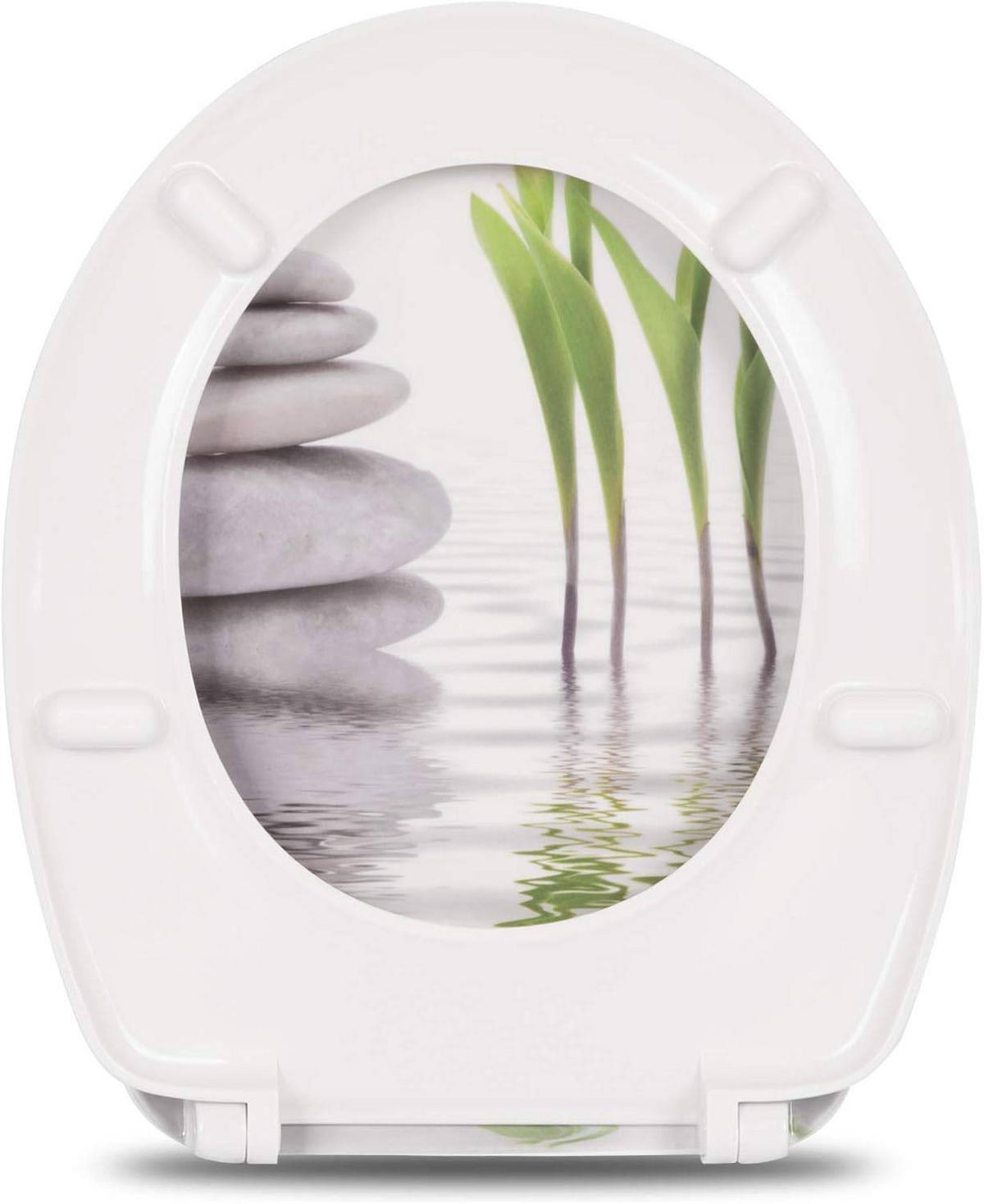 WC SITZ mit Absenkautomatik,Antibakteriell Oval,Tulip - Weiß/Grau, Kunststoff (37/2.51/45cm) - Woltu