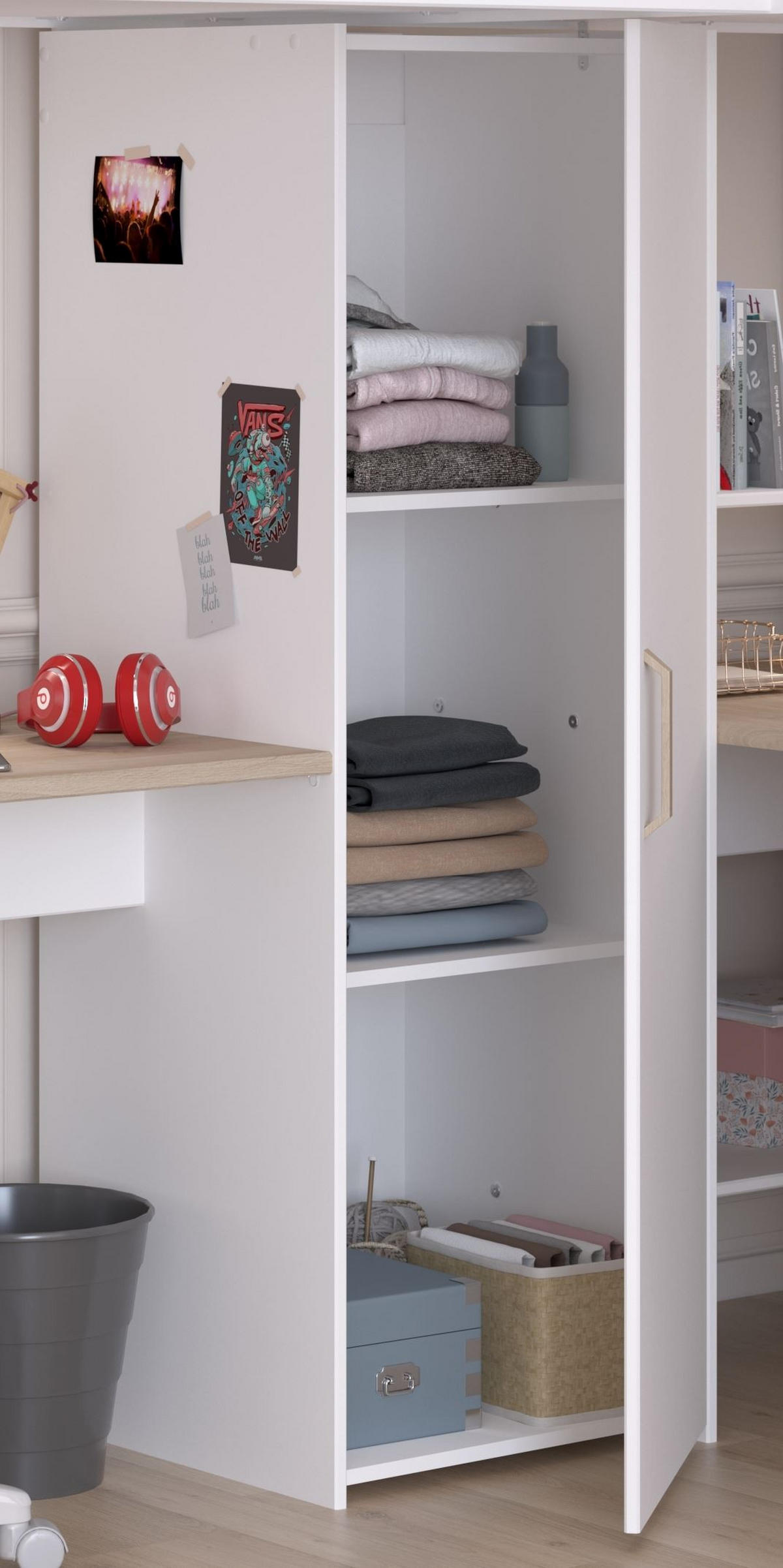 HOCHBETT Parisot Alex 1-tlg. Holznachbildung Weiß/Jackson Eiche - Eichefarben/Weiß, Kunststoff (90/200cm) - 58aufmkessel