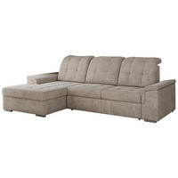 ECKSOFA MADRITO L - Beige Struktur - Links - Beige/Silberfarben, Textil/Metall (160/256cm)
