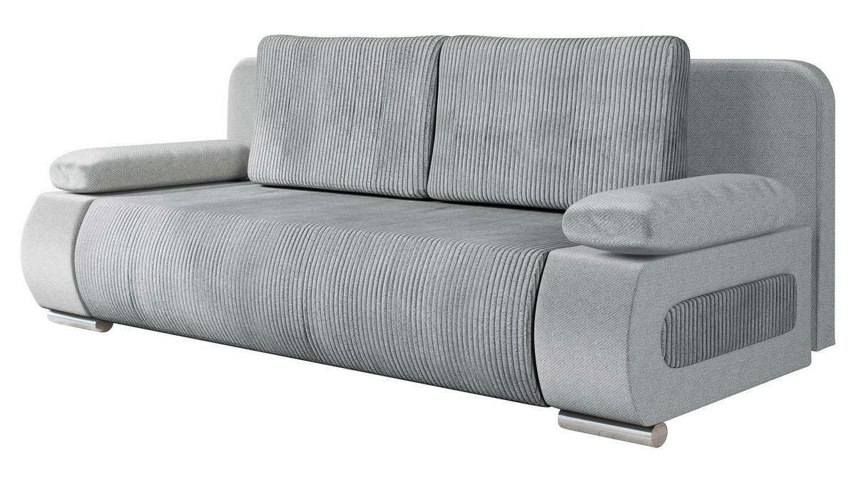 SCHLAFSOFA Emma Cord - Hellgrau, Holz/Kunststoff (200/77/92cm) - MIRJAN24