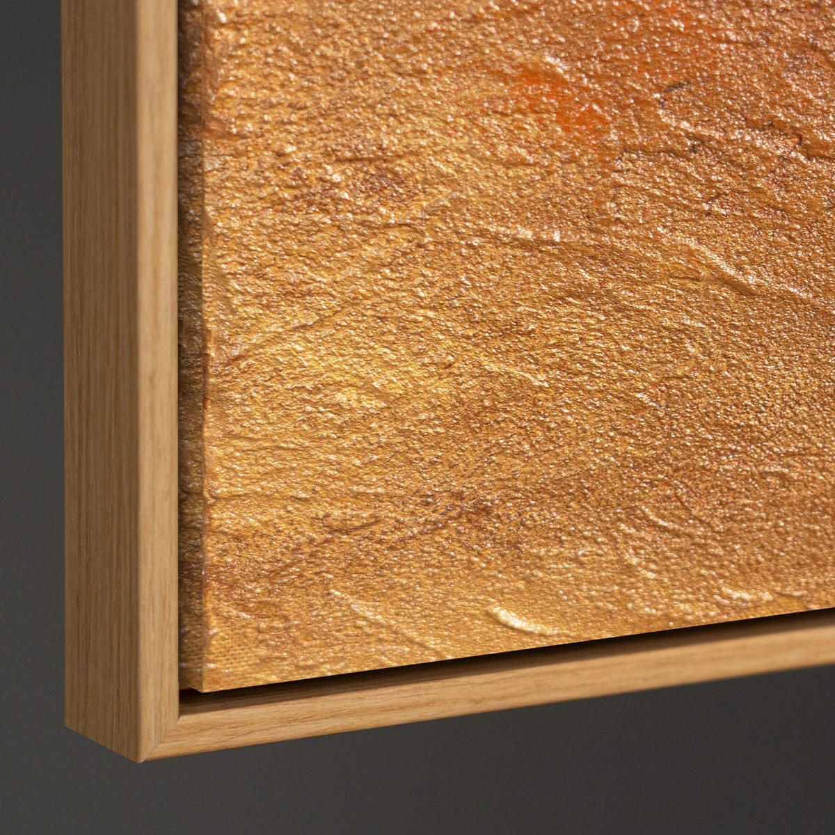 GEMÄLDE Abendliche Hügel Schattenfugenrahmen Eichefarben 140x100 cm - Eichefarben, Holz (140/100cm) - YS-art gallery