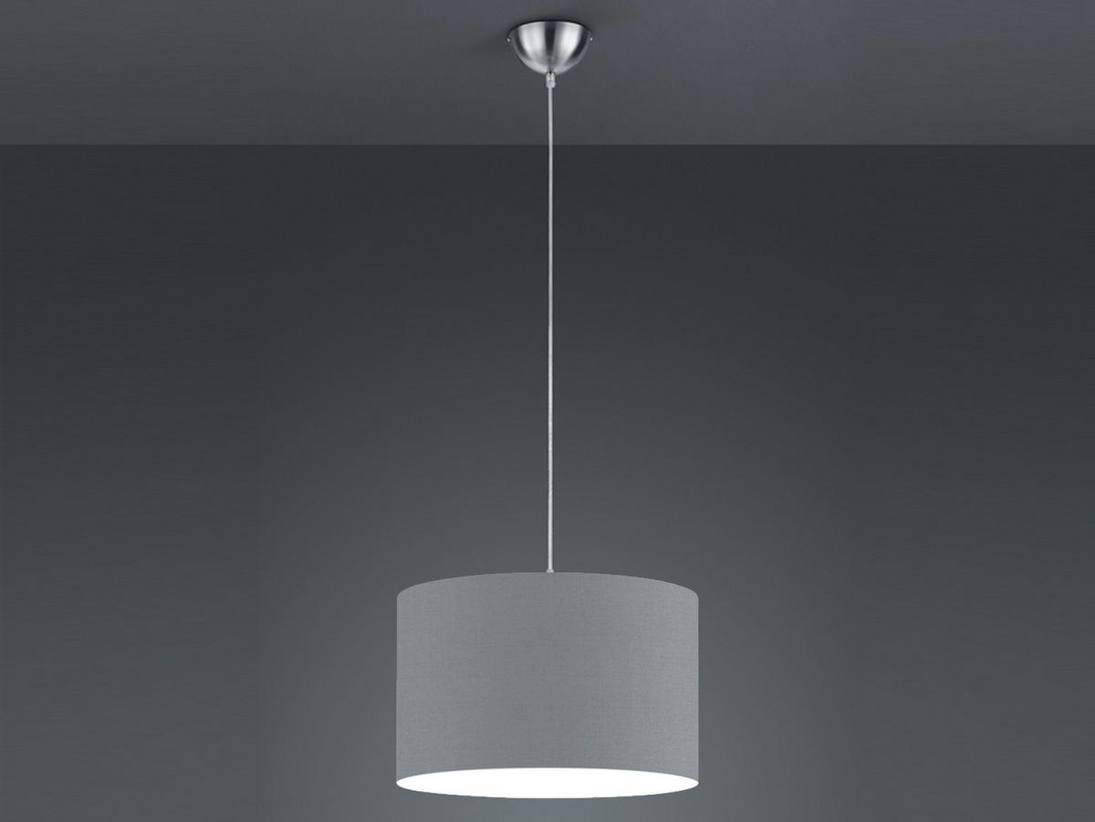 LED-PENDELLEUCHTE Ø40cm, Stoff Lampenschirm Grau - Grau, Textil (40/40/150cm) - meineWunschleuchte