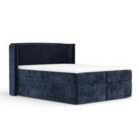 BOXBETT Passion Marineblau 200/200 cm mit Matratze und Topper - Schwarz/Dunkelblau, Holz/Holzwerkstoff (200/200cm) - Maison de Reve