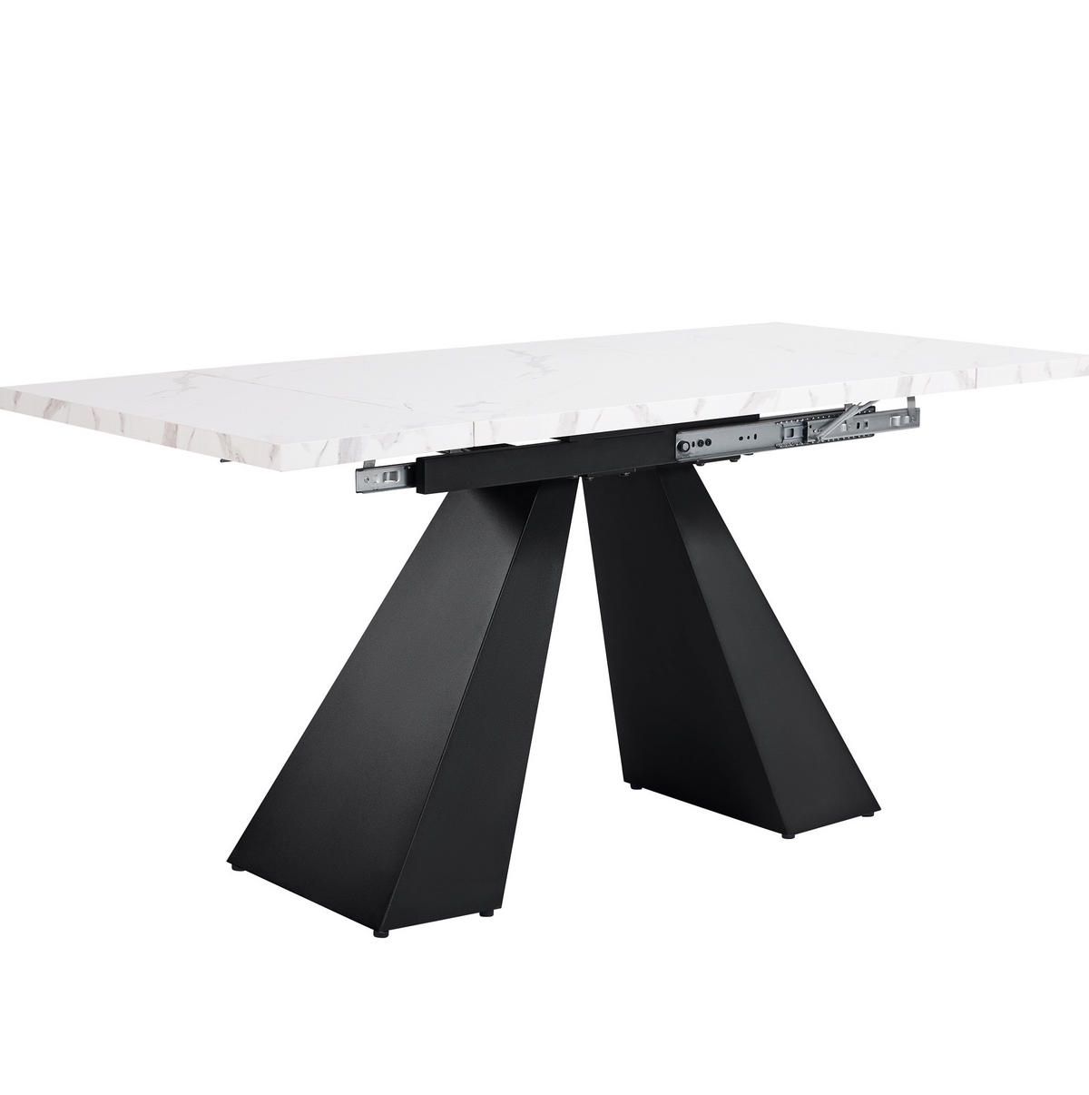 JEDÁLENSKÝ stôl 99-159/74 cm biela/čierna MDF a kov, rozkladací - biela, kompozitné drevo (159/74/77cm) - BEAOK