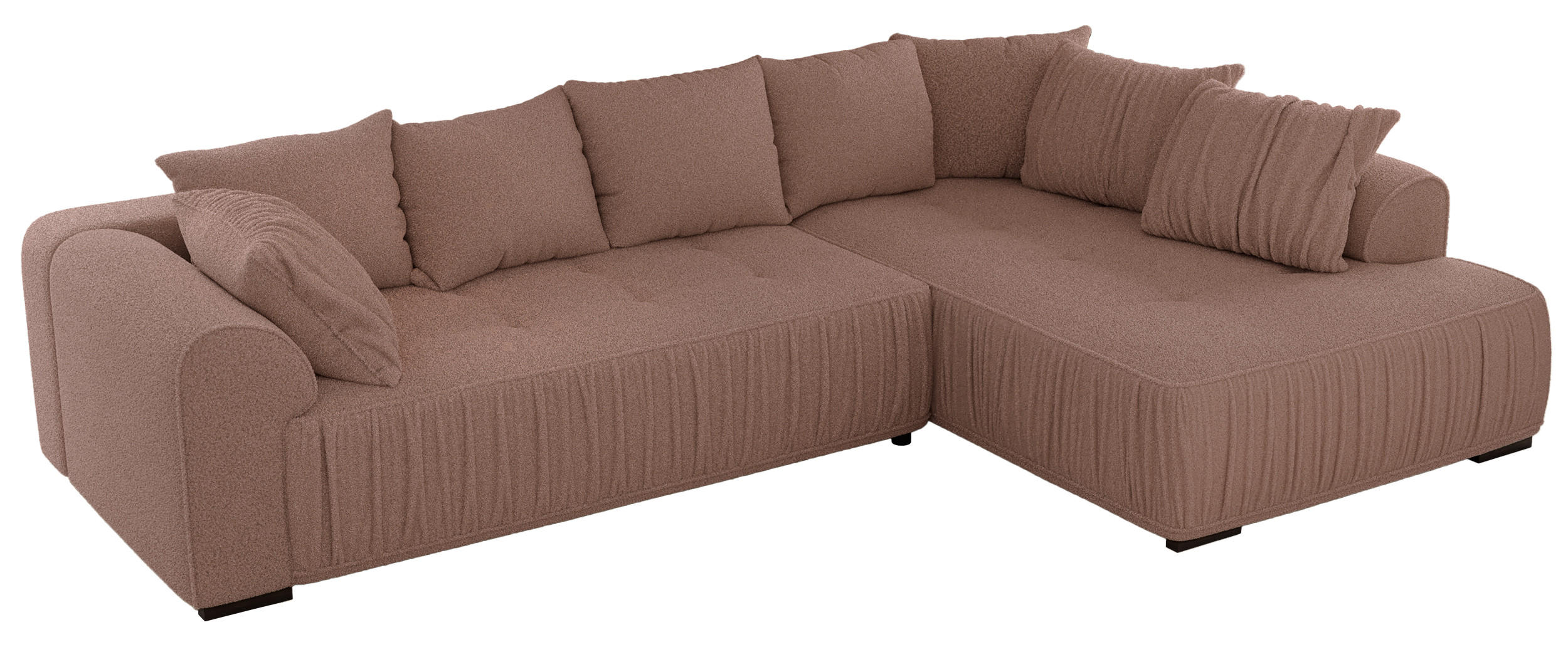 ECKSOFA ORTA Rosa Boucle - Rechts - Schwarz/Rosa, Textil (200/325cm) - MKS