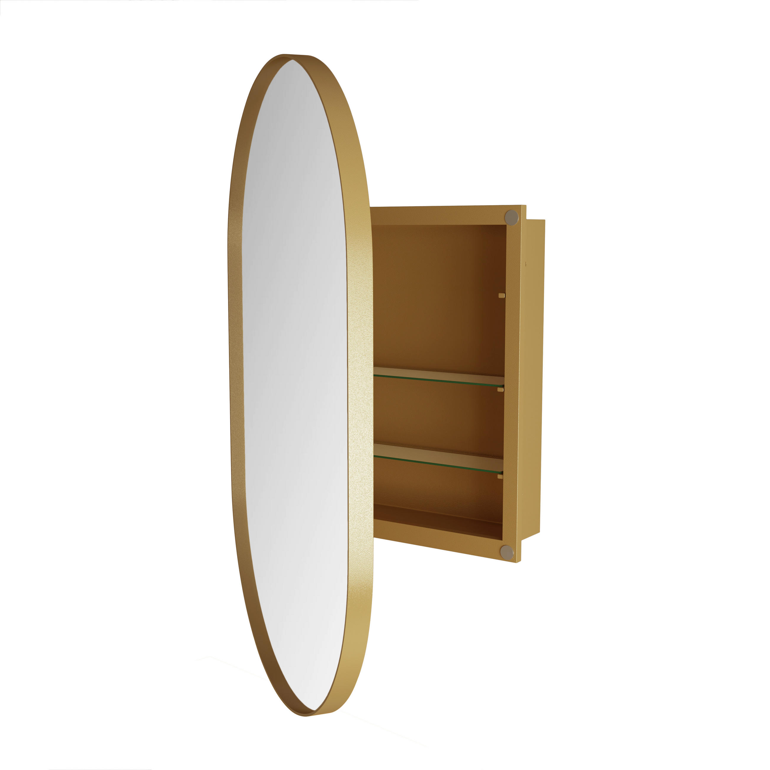 SPIEGELSCHRANK 85x51.5x12cm in Gold mit Metallrahmen und gehärtetem Glas - Goldfarben, Glas (51.5/12/85cm) - Modfu