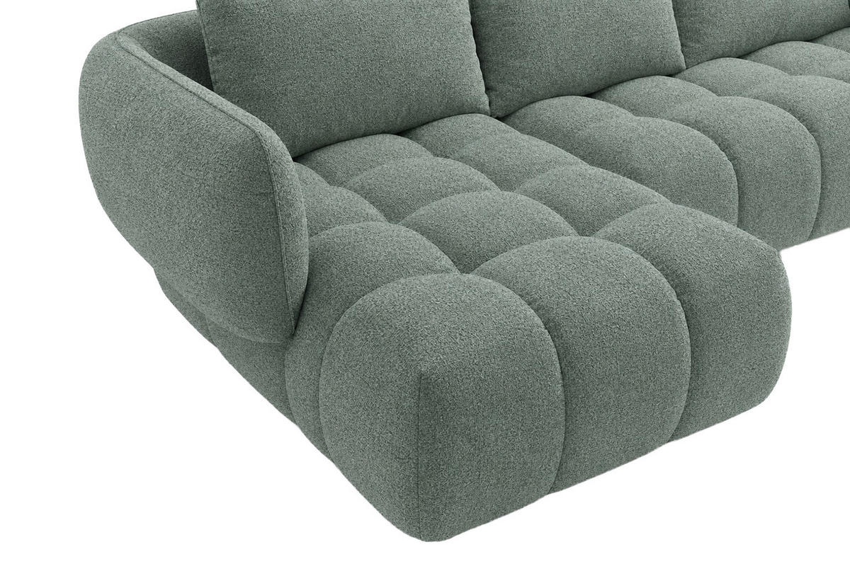 ROHOVÁ SEDAČKA ve tvaru L, žinylková tkanina Puente, Mátová, Levá strana, SEVIO L - mátově zelená, dřevo (242/175cm) - Kaiser Möbel