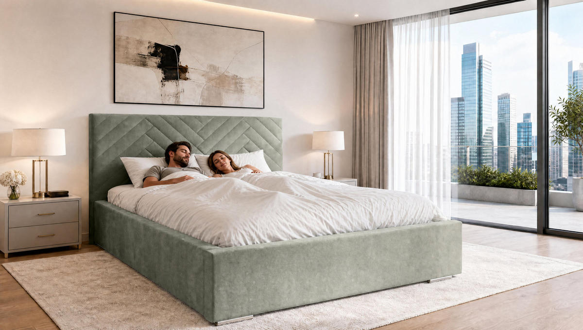 POLSTERBETT 140x200 cm AURA, Doppelbett mit Bettkasten und Lattenrost aus Holz, Velourstoff: Grau - Grau, Holz/Textil (140/200cm) - Marpur