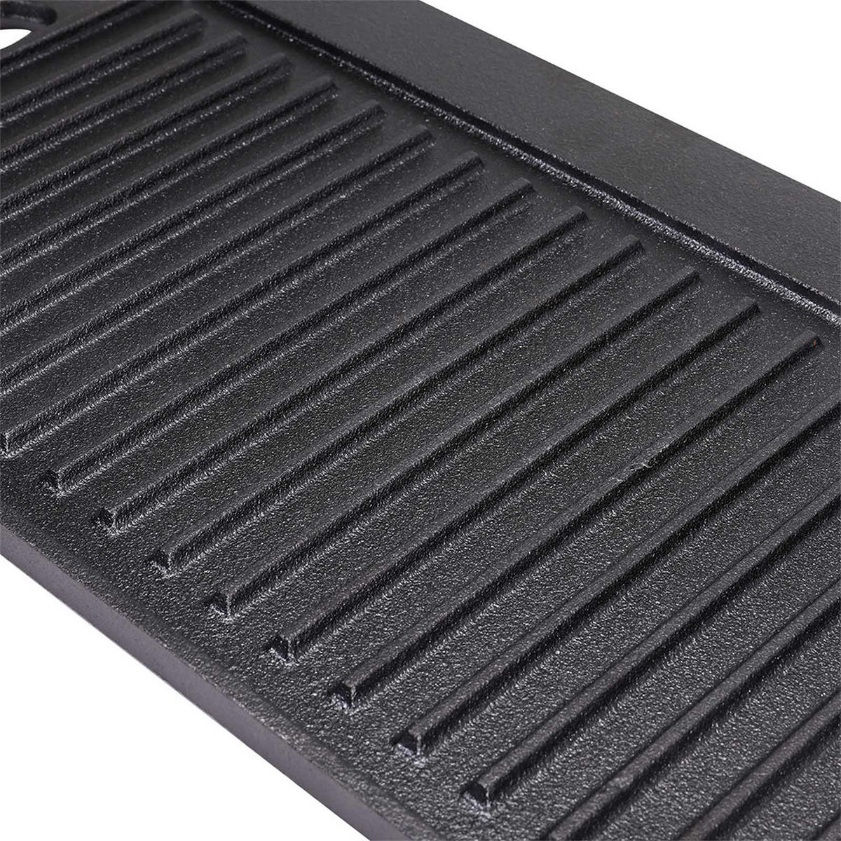 GRILLPFANNE aus Gusseisen mit Antihaftbeschichtung in Schwarz Wendbar einfache Reinigung komfortables Kochen 50 cm x 23 x 2 cm 3,62 kg - Schwarz, Metall (23/50/2cm) - Livingandhome