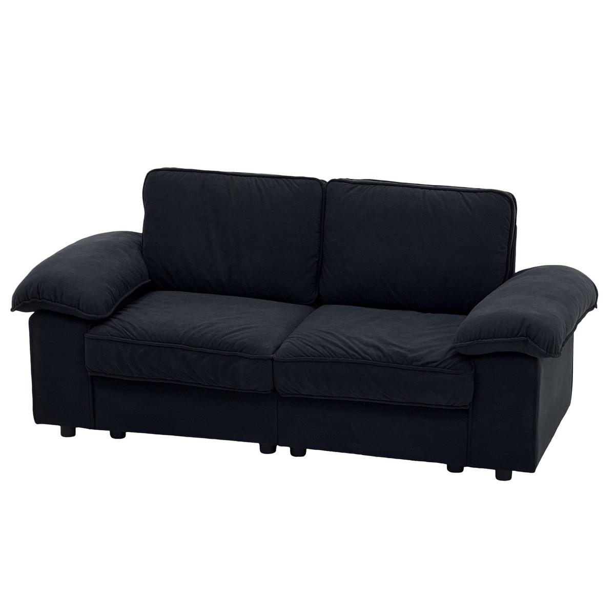 2-SITZER Sofa mit Stauraum Stoffbezug und Holzrahmen 201/91/89 cm Schwarz - Schwarz, Textil (91/89/201cm) - Redom