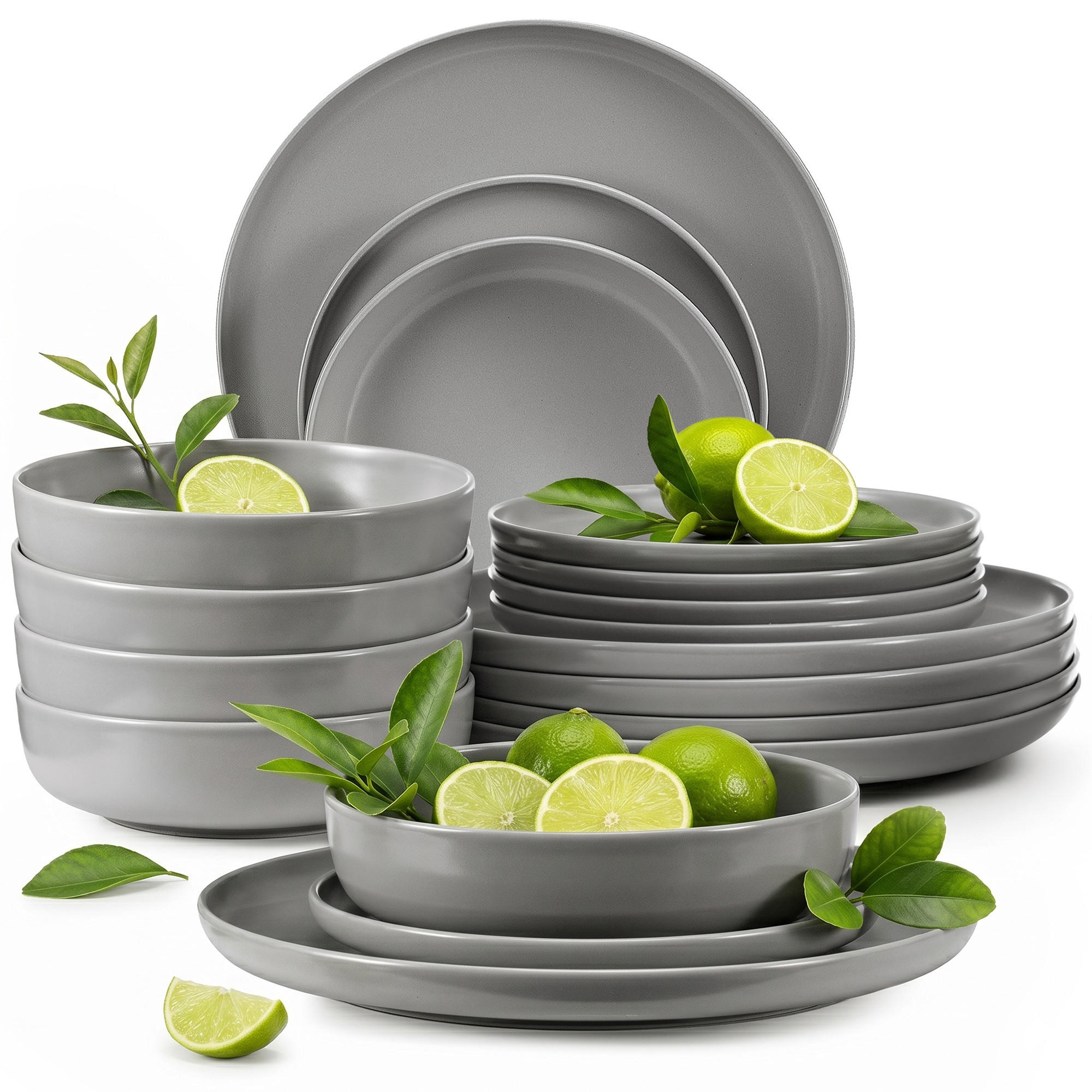 TAFELSERVICE VICTO 6 Personen 18-tlg matt Grau - Grau, Keramik (27/2/27cm) - KONSIMO®