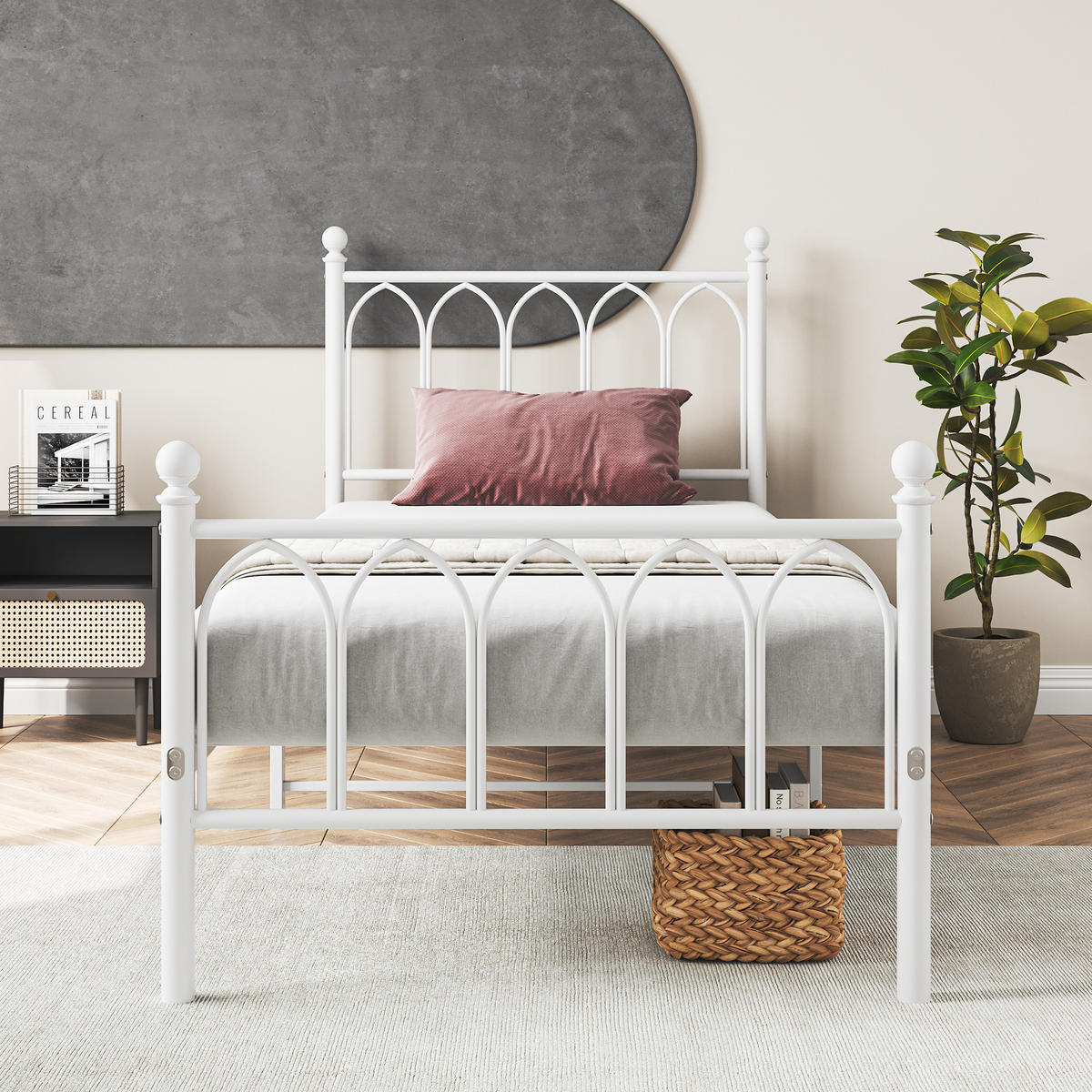 METALLBETT 90/200 cm DE-35520 mit Kopfteil Weiß - Weiß, Metall (90/200cm) - ComfortXL
