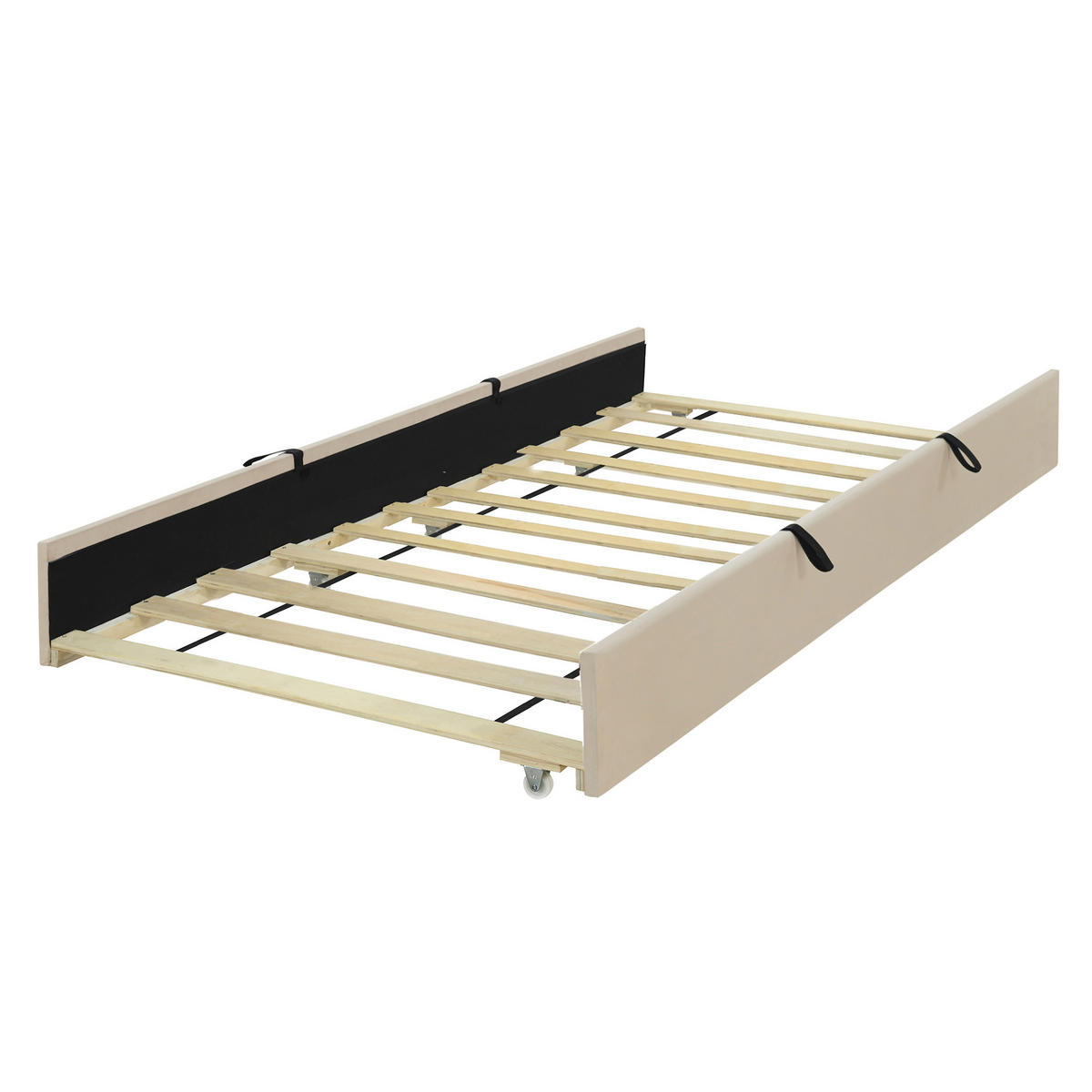 POLSTERBETT aus Samtstoff 90x190 cm in Beige mit Ausziehbett - Beige, Textil (90/190cm) - Modfu