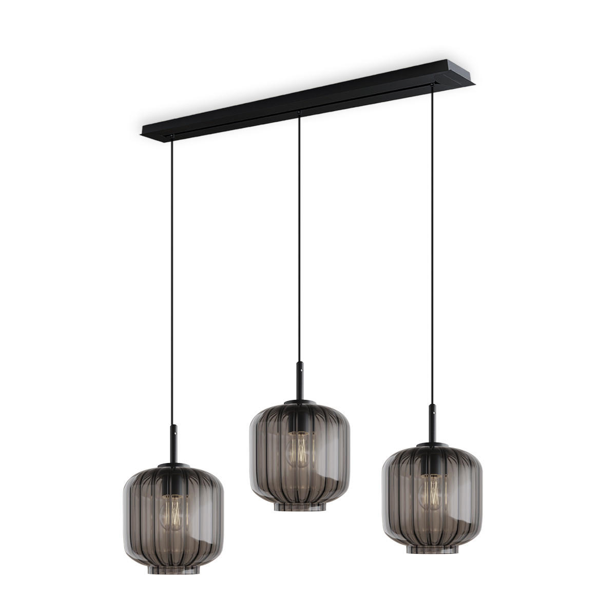 HÄNGELEUCHTE Velo 3-flammig Rauch Ø 20cm - Anthrazit/Schwarz, Glas (20/20/20cm) - s.luce