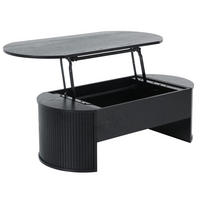 COUCHTISCH, schwarzes Holzeffekt - Schwarz, Holzwerkstoff (60/120/41cm) - Oviala