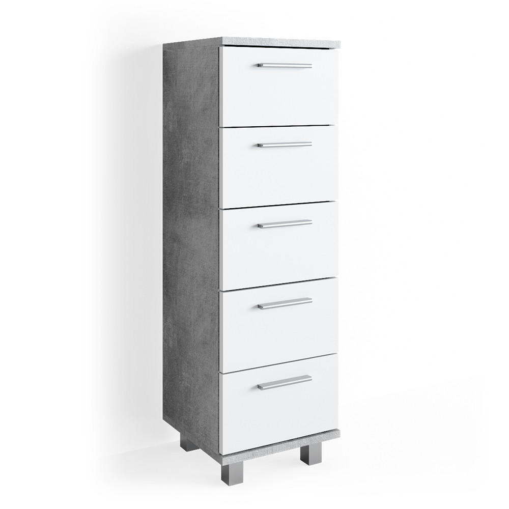 BADSCHRANK Ilias Beton 30 x 95 cm - Schieferfarben, Holzwerkstoff (30/95/30cm) - Vicco