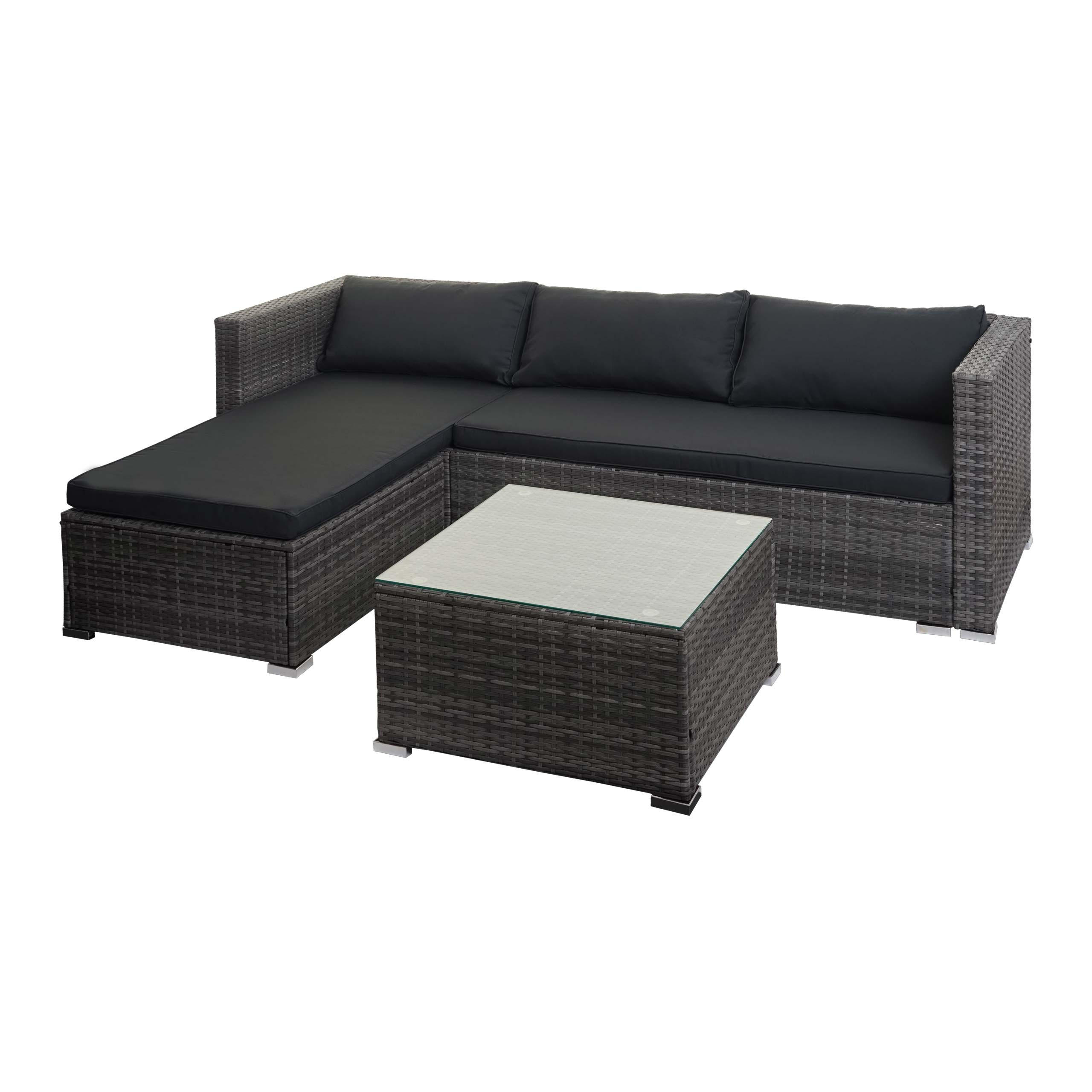POLY-RATTAN GARNITUR Grau, Grau - Grau, Kunststoff - MCW