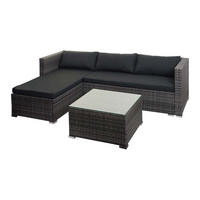 POLY-RATTAN GARNITUR Grau, Grau - Grau, Kunststoff - MCW