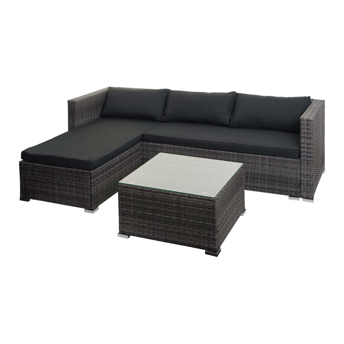 POLY-RATTAN GARNITUR Grau, Grau - Grau, Kunststoff - MCW