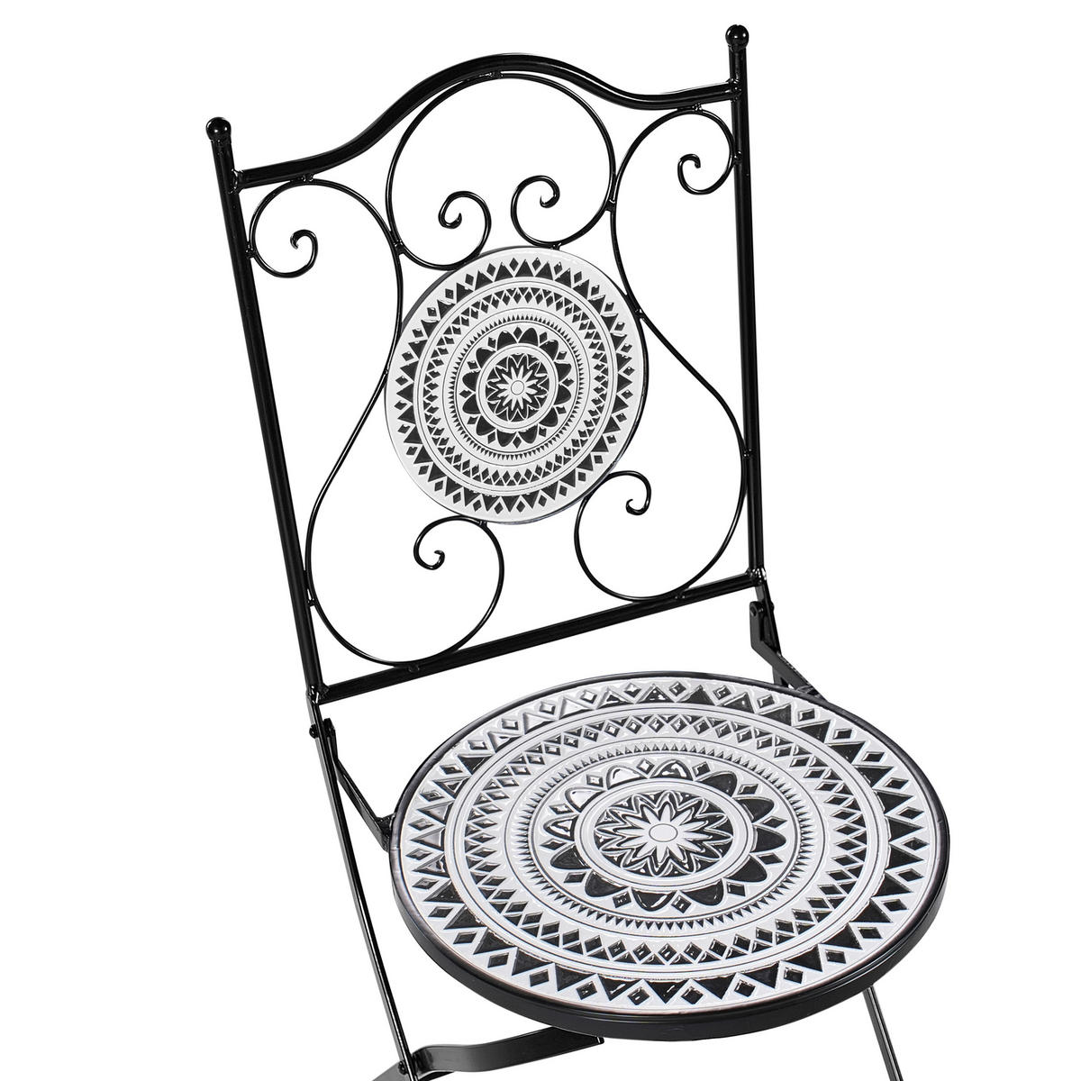 BISTRO-SET Schwarz Comiso - Schwarz/Weiß, Metall - Beliani