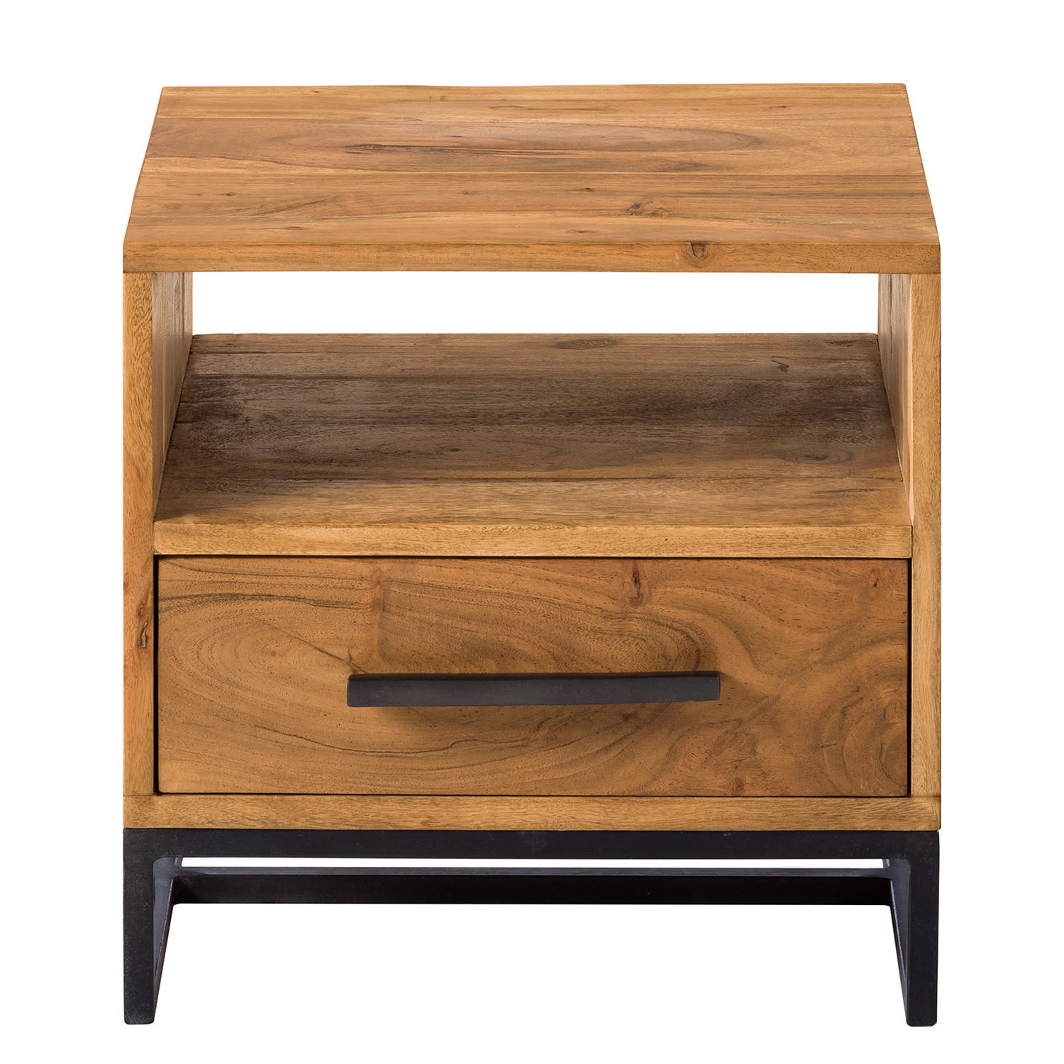 NACHTTISCH - Akazie massiv - Akaziefarben, Holz (40/40/35cm) - home24