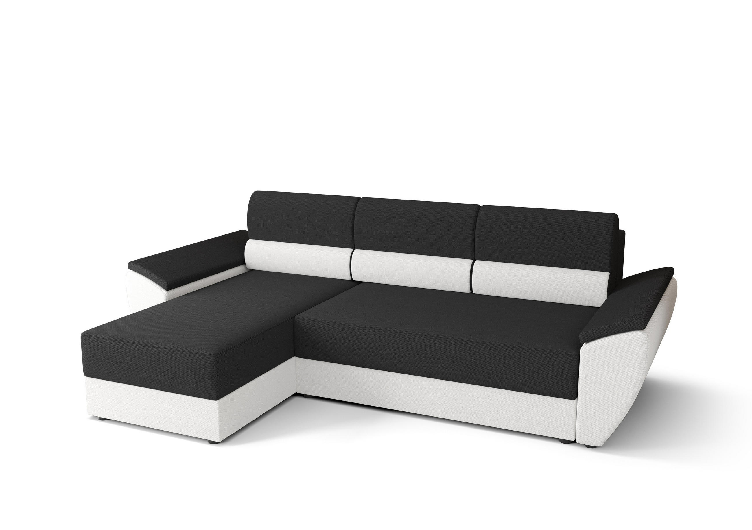 ECKSOFA L REBI L2 Rainbow 27/31 Links mit Schlaffunktion, Grau/Weiß, L-Form - Weiß/Grau, Textil (251/140cm)