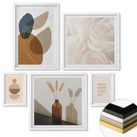 WANDBILDER 5er-Set - 50x50 cm & 20x30 cm & 40x60 cm Weißer Rahmen - Abstrakte Formen Akzente - Weiß, Kunststoff (40/60cm) - ArtPrintCave