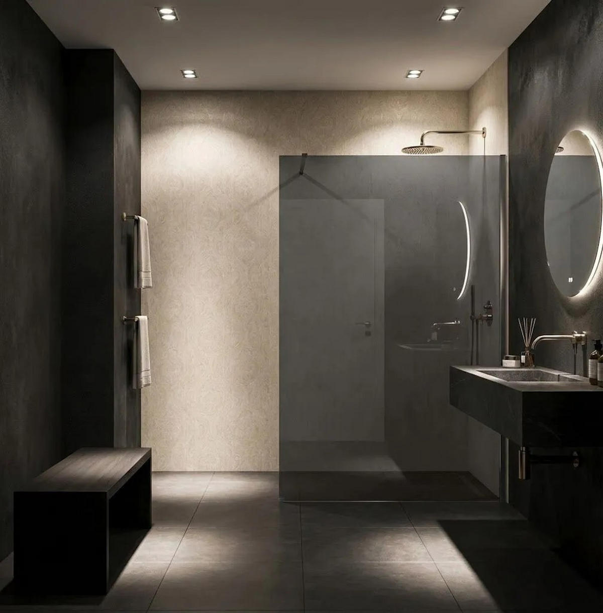 DUSCHWAND Rea Flexi Grey / Chrome 110 - Chromfarben, Glas (120/110/195cm) - REA