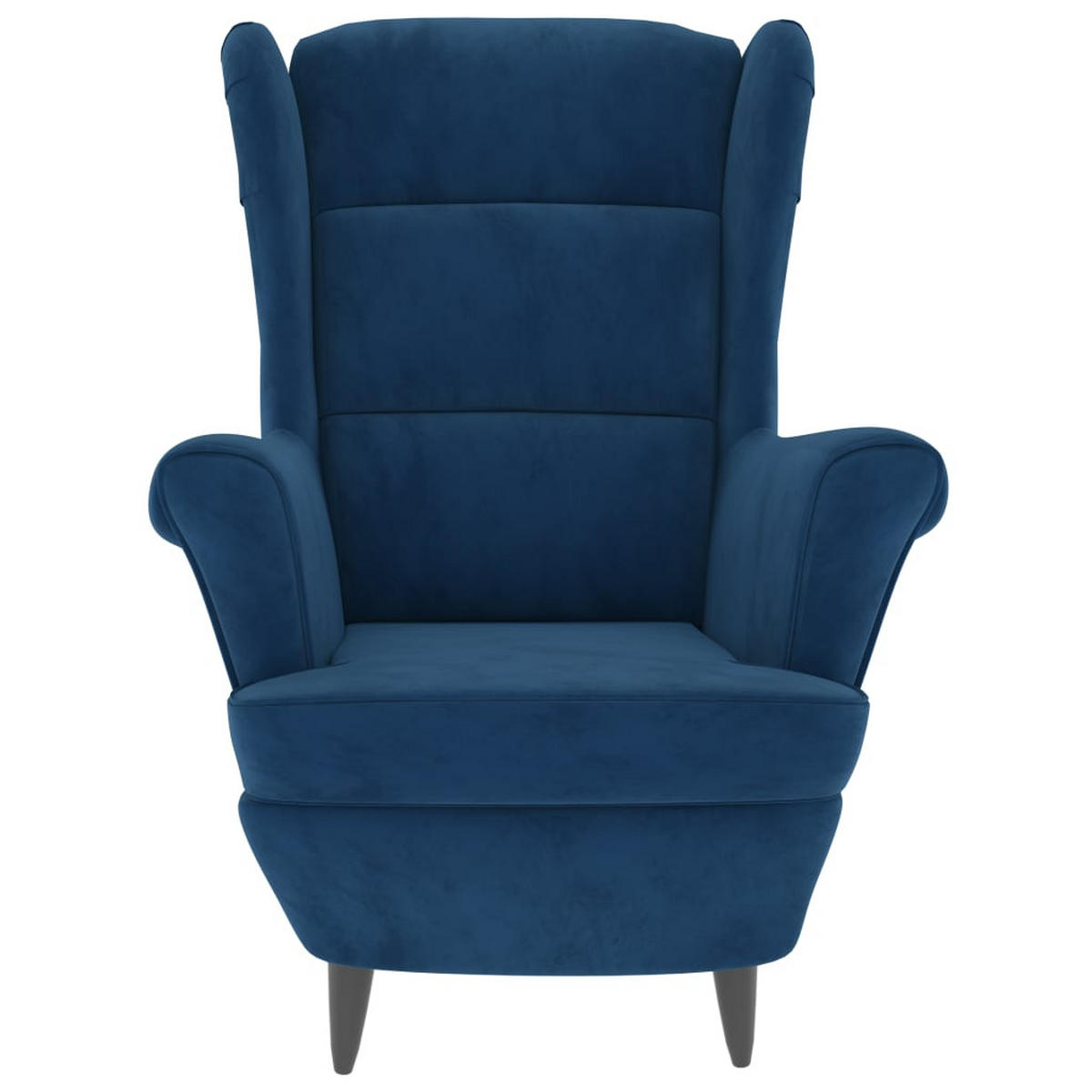 OHRENSESSEL mit Fußhocker, 78/90/96,5 cm, aus Samt, Blau - Blau, Textil (90/96.5/78cm) - vidaXL