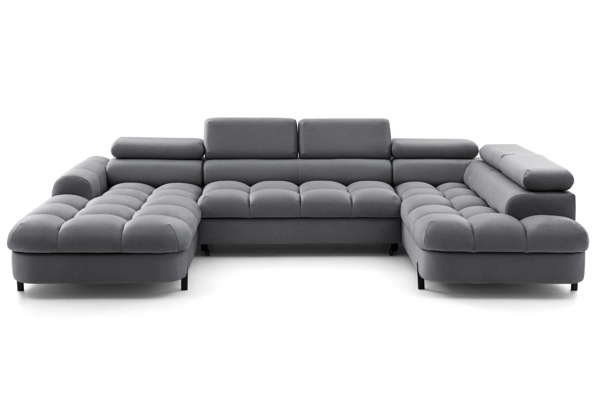 ECKSOFA U-Form BOWL U Rechts mit Schlaffunktion 125x265 Velours Dunkelgrau - Dunkelgrau/Schwarz, Holz/Textil (195/90/339cm) - Muffo