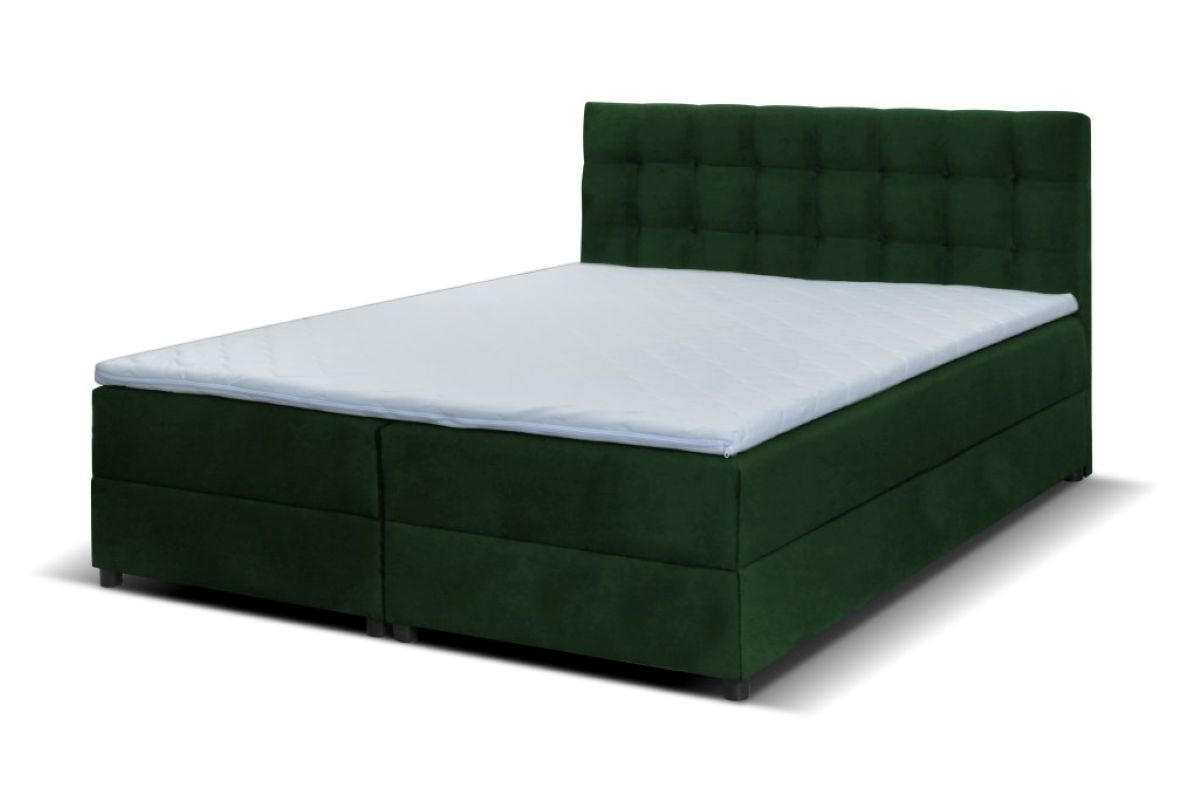 BOXBETT Malmo 140x200 cm mit Topper, zwei Bettkästen und Matratze, grün - Grün, Kunststoff (140/200cm) - Margaret Hadas24