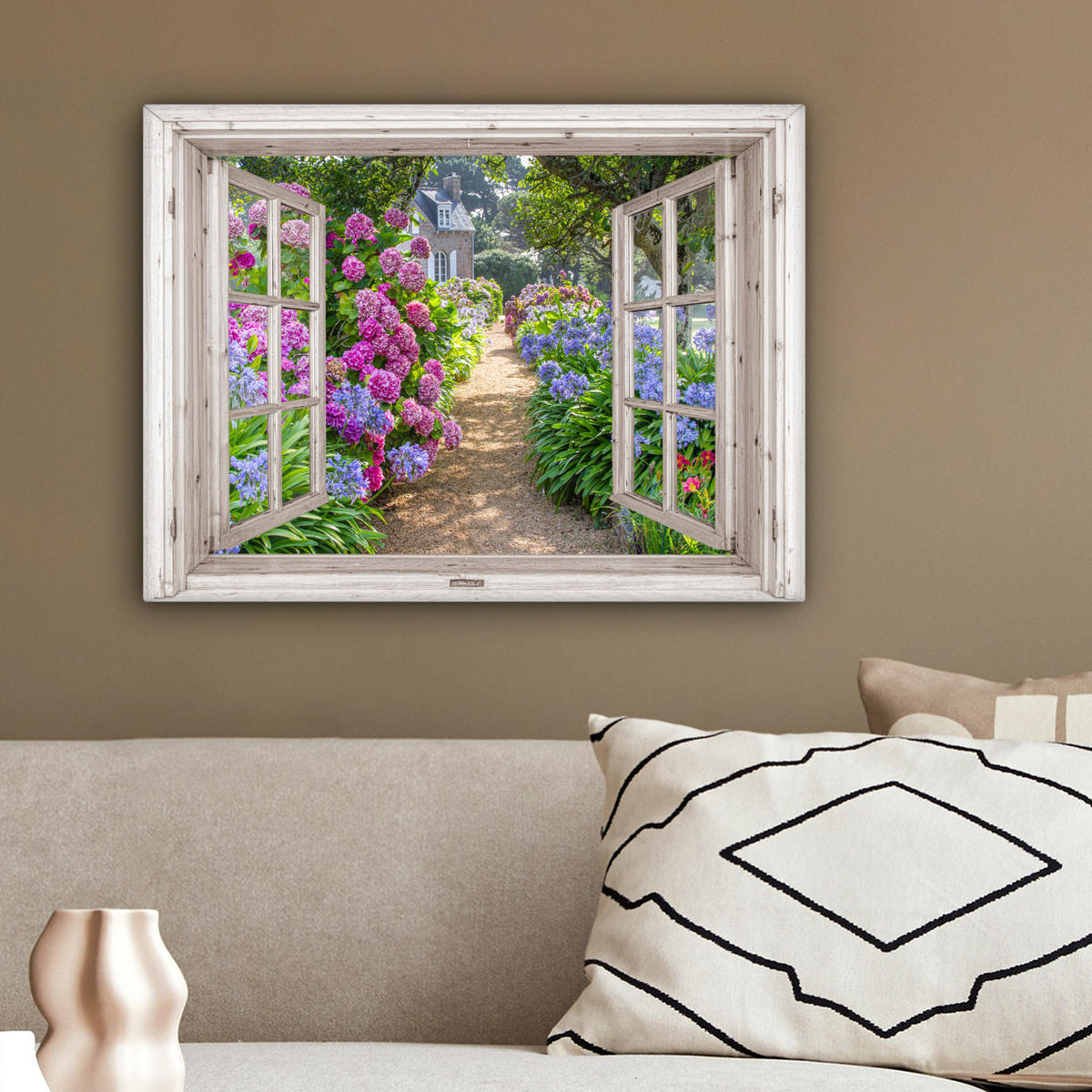 LEINWANDBILD Hortensie - Durchsichtig - Blumen - Sommer - Lila - Weg 40x30 cm - Lila, Textil (40/30cm) - MuchoWow