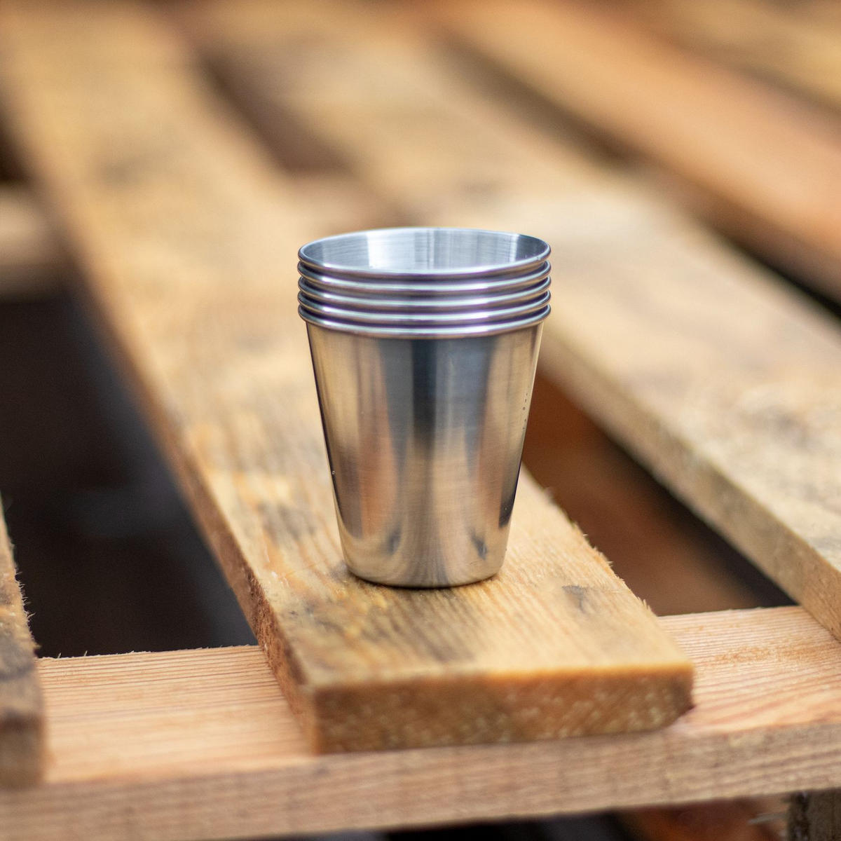 CAMPING BECHER SET Edelstahl - Silberfarben, Metall (0.085L) - Intirilife