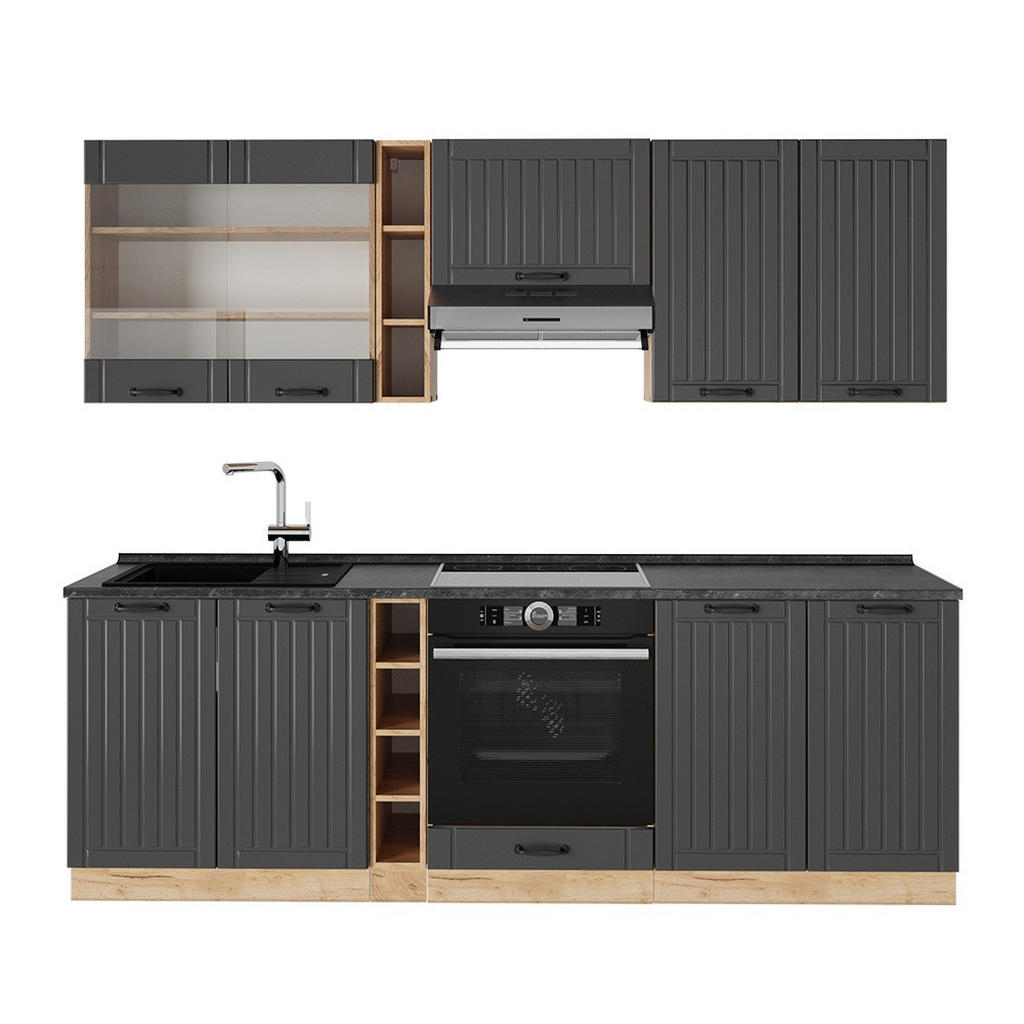 Vicco KUCHYŇSKÝ KOUT Fame-Line Tmavě šedá 235 cm bez pracovní desky