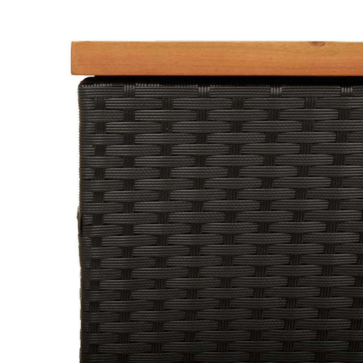 GARTENTRUHE Schwarz 110/50/54 Cm Poly Rattan Akazienholz - Schwarz, Kunststoff (110/54/50cm) - vidaXL