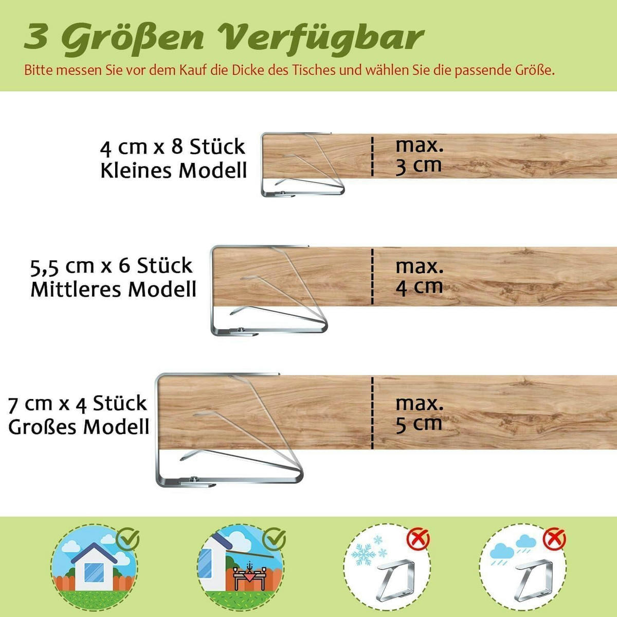 TISCHDECKENKLAMMERN 6-teiliges Set Edelstahl - Silberfarben, Metall (5.7/15.3/20.9cm)