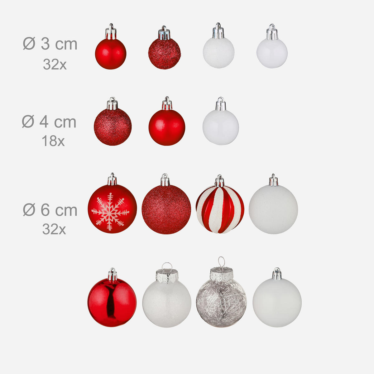 101-TLG.WEIHNACHTSKUGELN-SET - Rot, Kunststoff (20/19/2.5cm) - Relaxdays