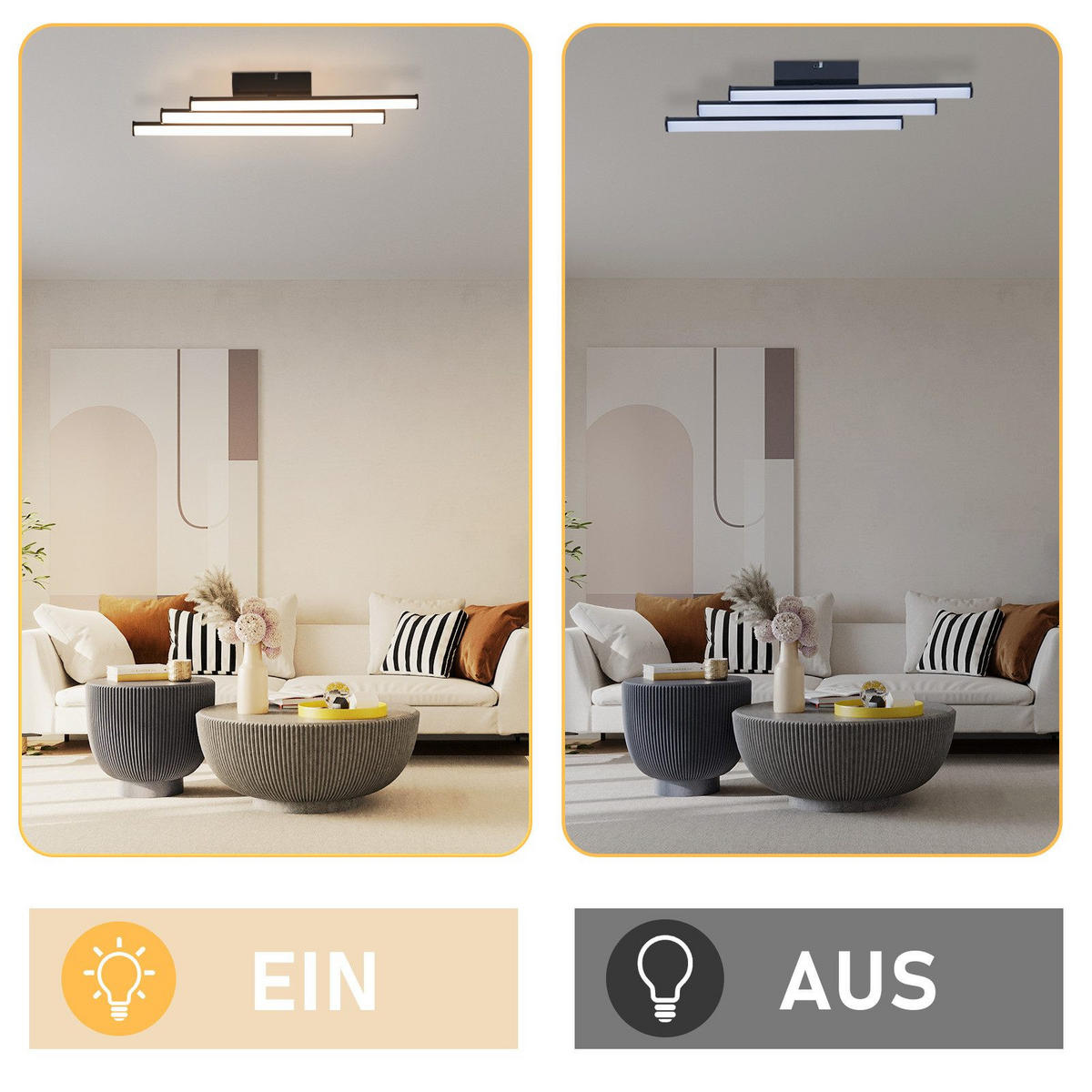 LED-DECKENLEUCHTE Machado 12/44/6cm - Schwarz, Metall (44/12/6cm) - ZMH