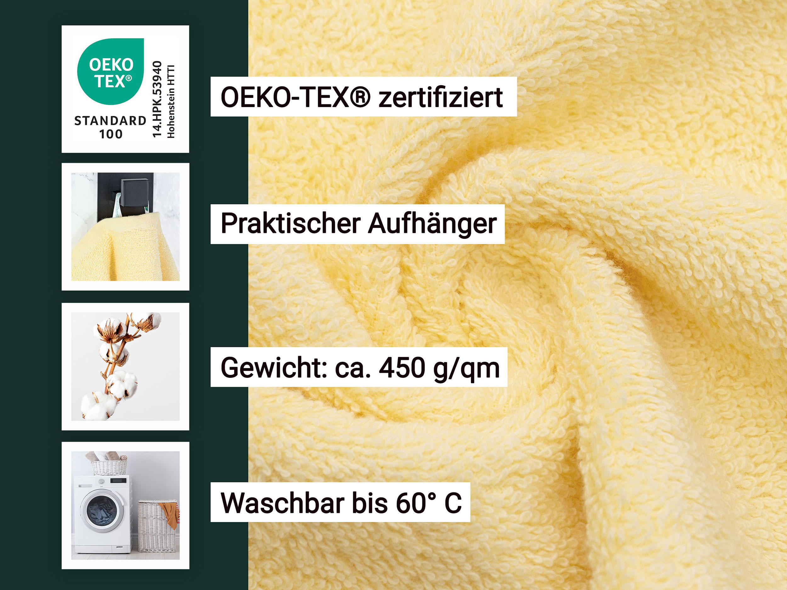 SAUNATUCH, 2er-Set, 70x180 cm, 100% Baumwolle, Gelb - Gelb, Textil (70/180cm) - Zollner