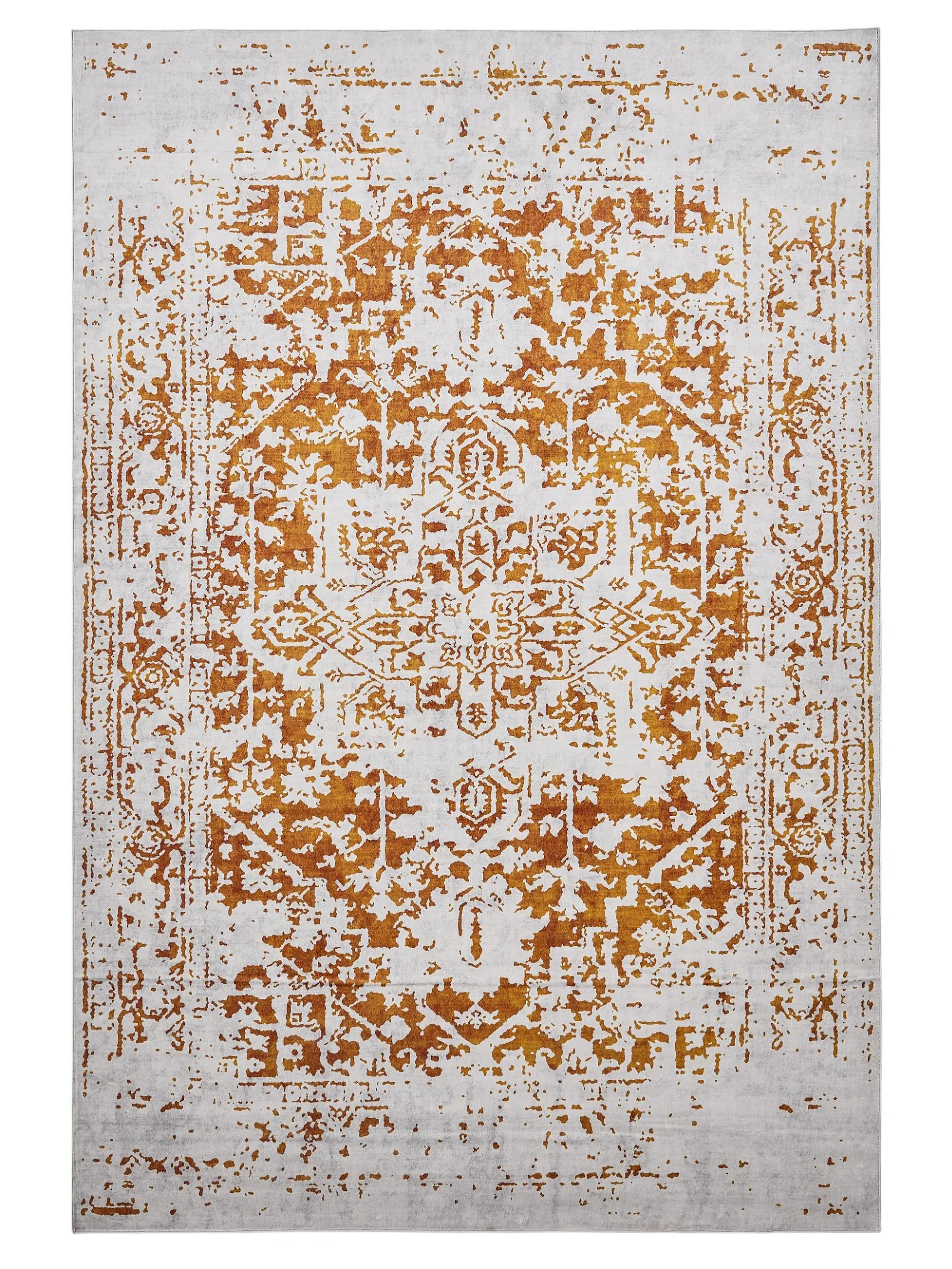 VINTAGE-TEPPICH Miray waschbar 80/150 cm - Orange/Grau, Kunststoff (80/150cm) - benuta Nest