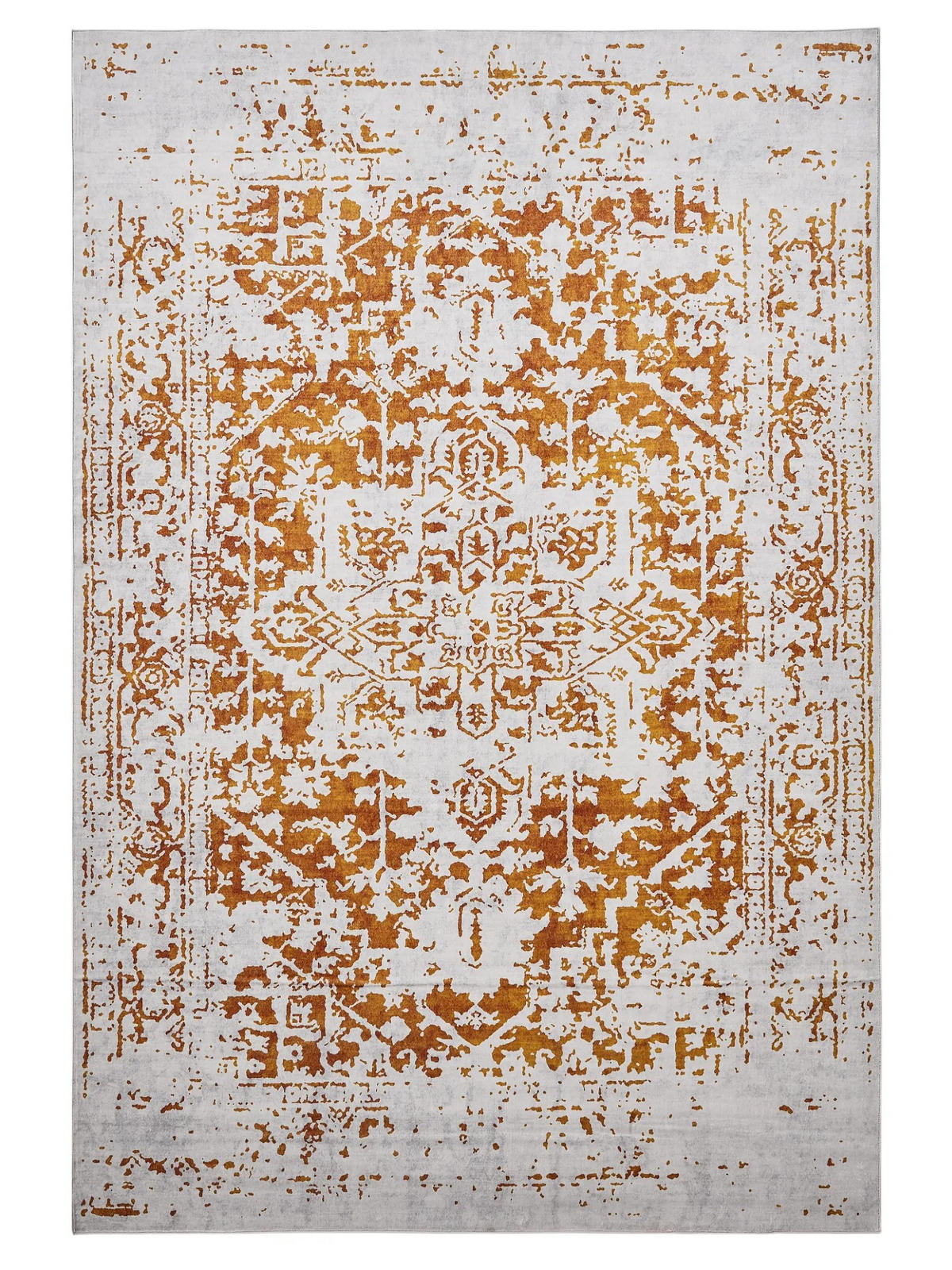 VINTAGE-TEPPICH Miray waschbar 160/230 cm - Orange/Grau, Kunststoff (160/230cm) - benuta Nest