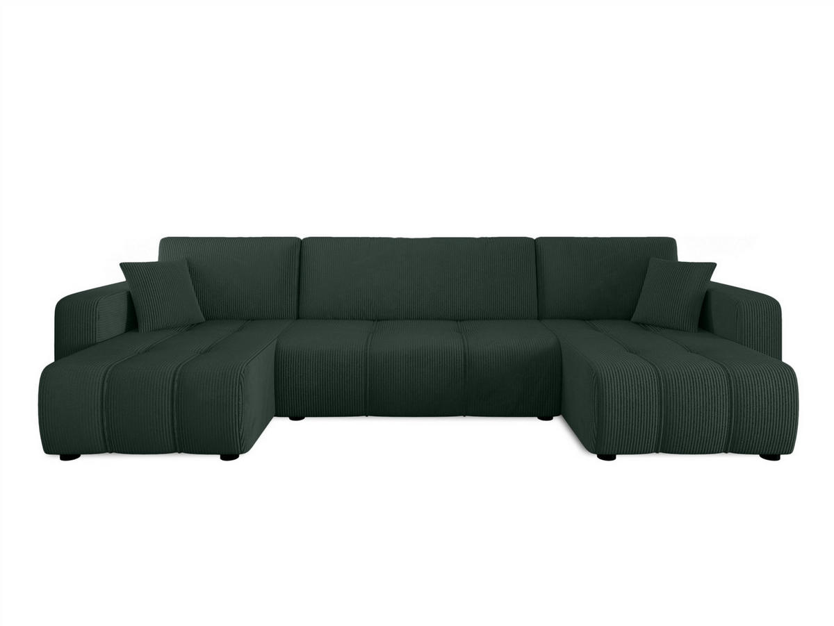 WOHNLANDSCHAFT Dagny - Grün, Holzwerkstoff/Textil (317/85/146cm) - Fun Möbel