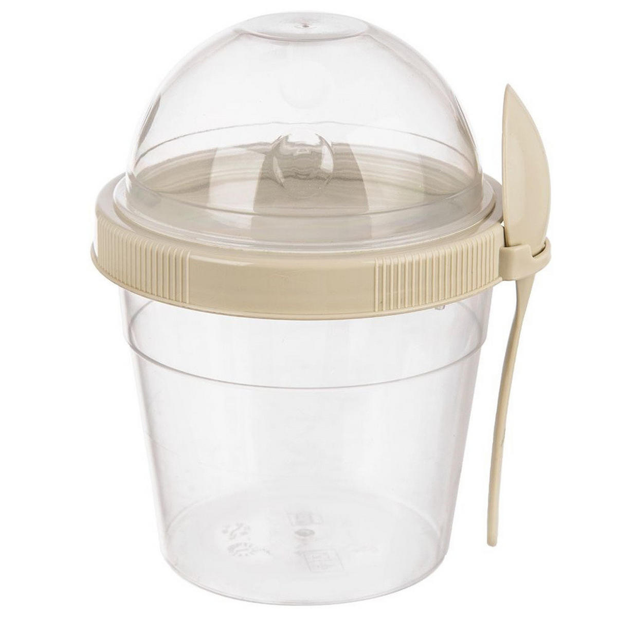 JOGHURTBECHER mit Löffel für die Lunchbox 400 ml - Cappuccino, Kunststoff (11.5/13.5/10.5cm) - Orion 
