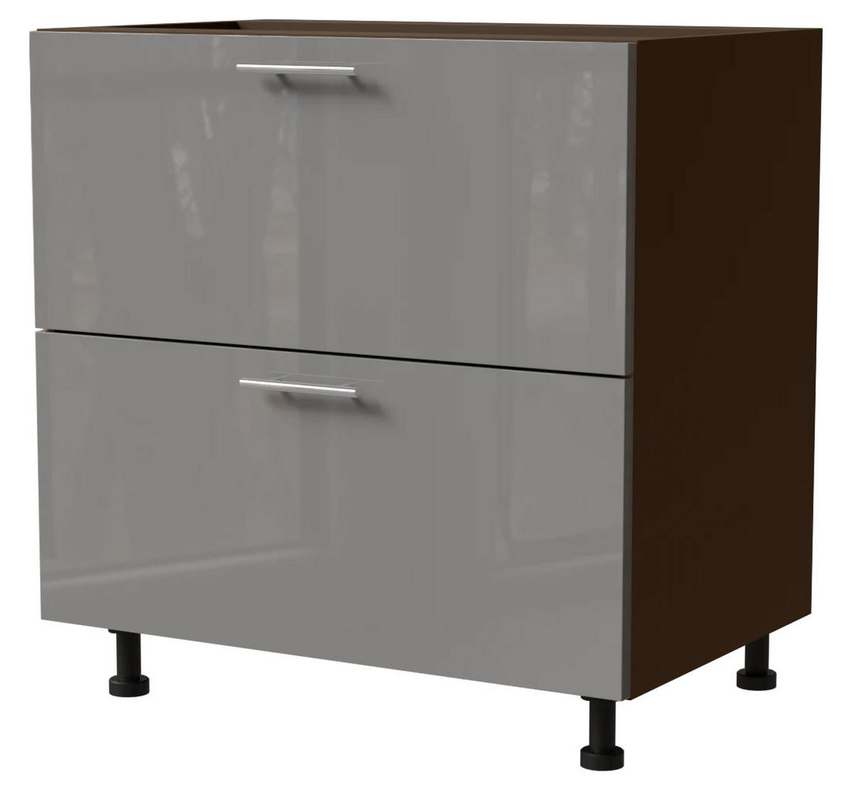 SCHUBALADENUNTERSCHRANK Essen D2A/90/1A Grau Hochglanz / Lava Matt 90 / 50 / 82cm - Dunkelgrau/Grau, Holz/Holzwerkstoff (90/82/50cm) - Feldmann-Wohnen