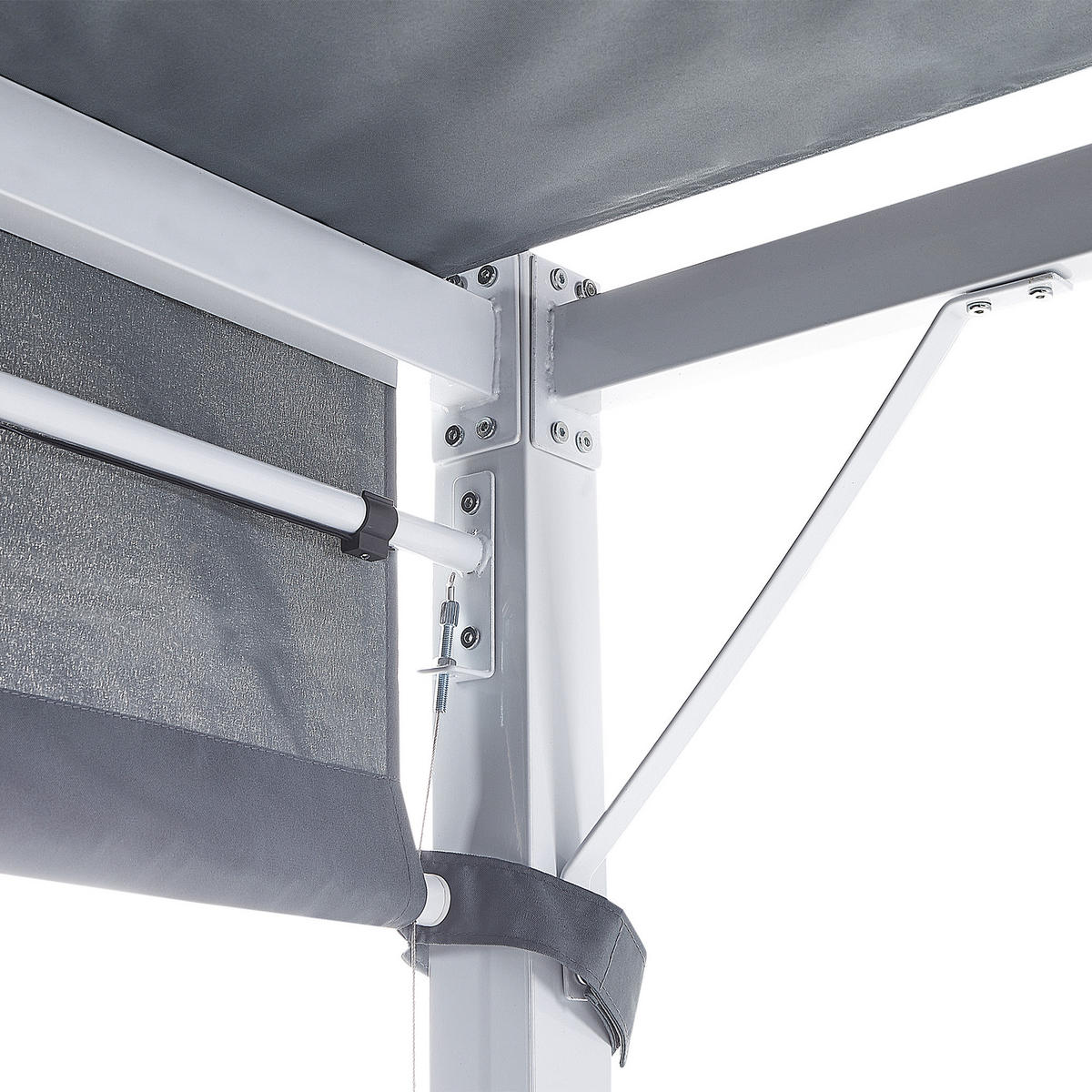 PERGOLA mit LED-Beleuchtung Stahl grau 310/310 cm Parga - Weiß/Grau, Metall (310/215/310cm) - Beliani