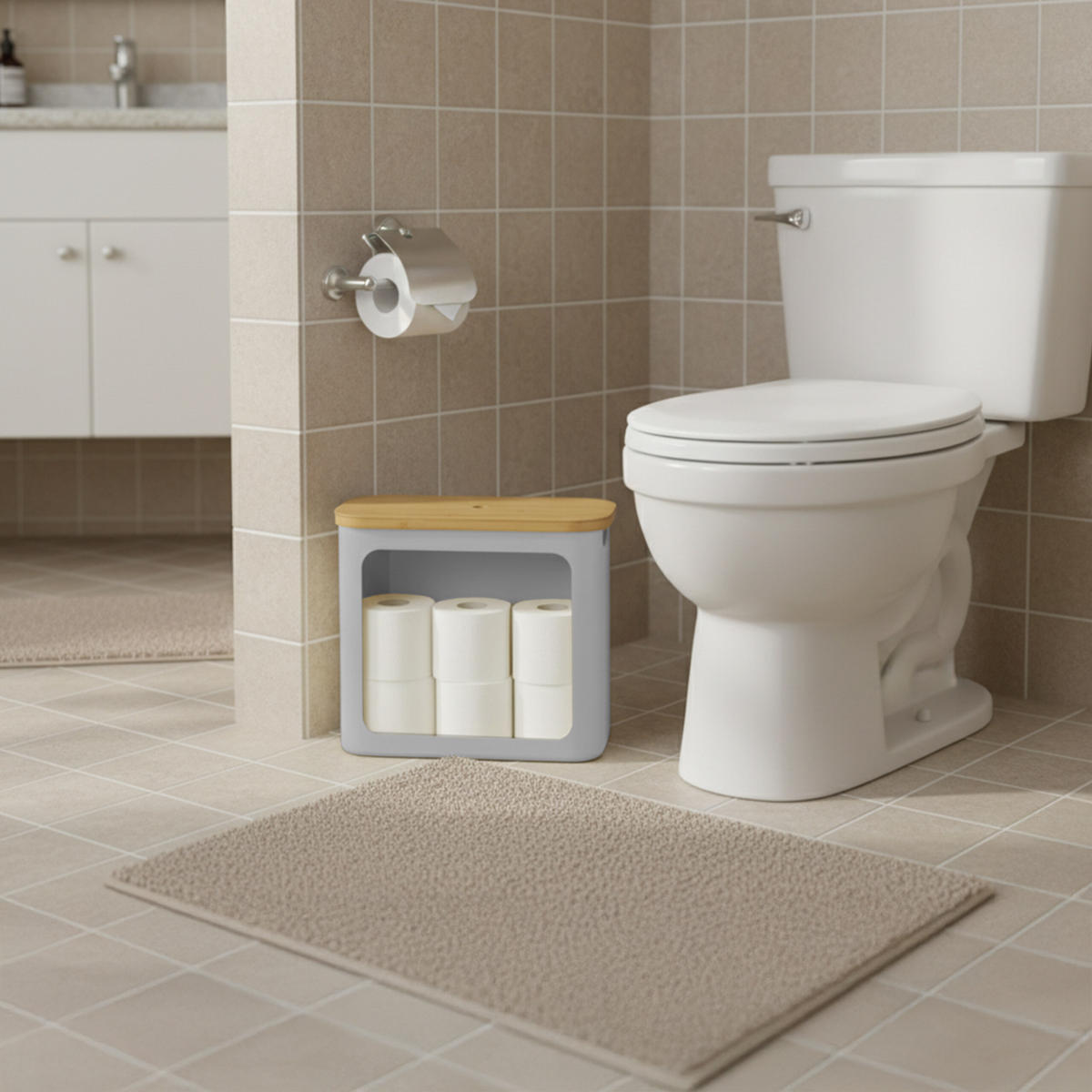 TOILETTENPAPIER-AUFBEWAHRUNG - Grau, Holz/Kunststoff (43/36/17cm) - Relaxdays