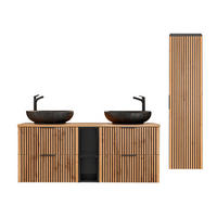 BADMÖBEL 140.6cm Gaia 2er-Set Holz in Eichenoptik und Schwarz - Schwarz, Holzwerkstoff (140.6/59/46cm) - Petits-meubles